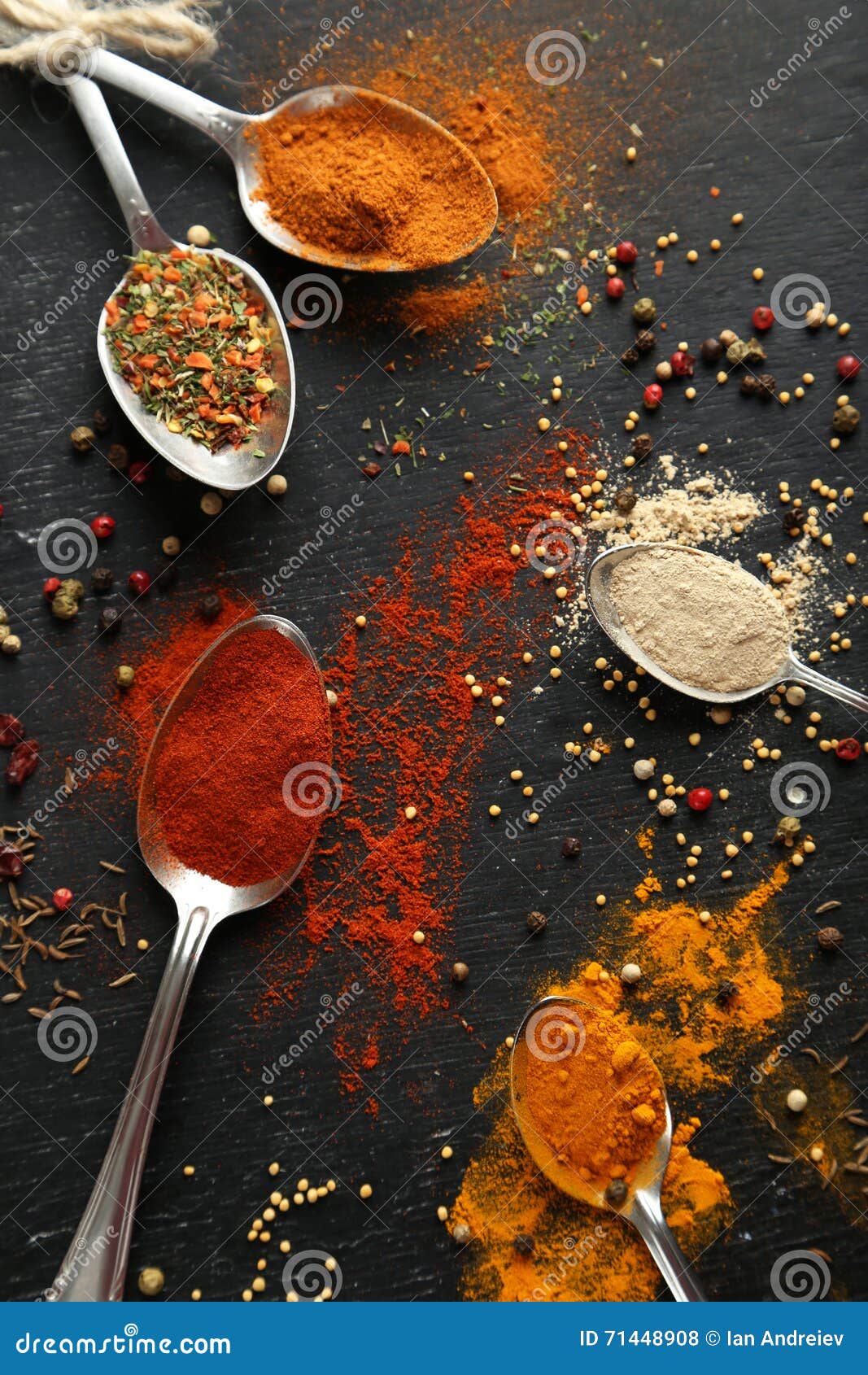 Spoons with spices stock photo. Image of coriander, food 71448908