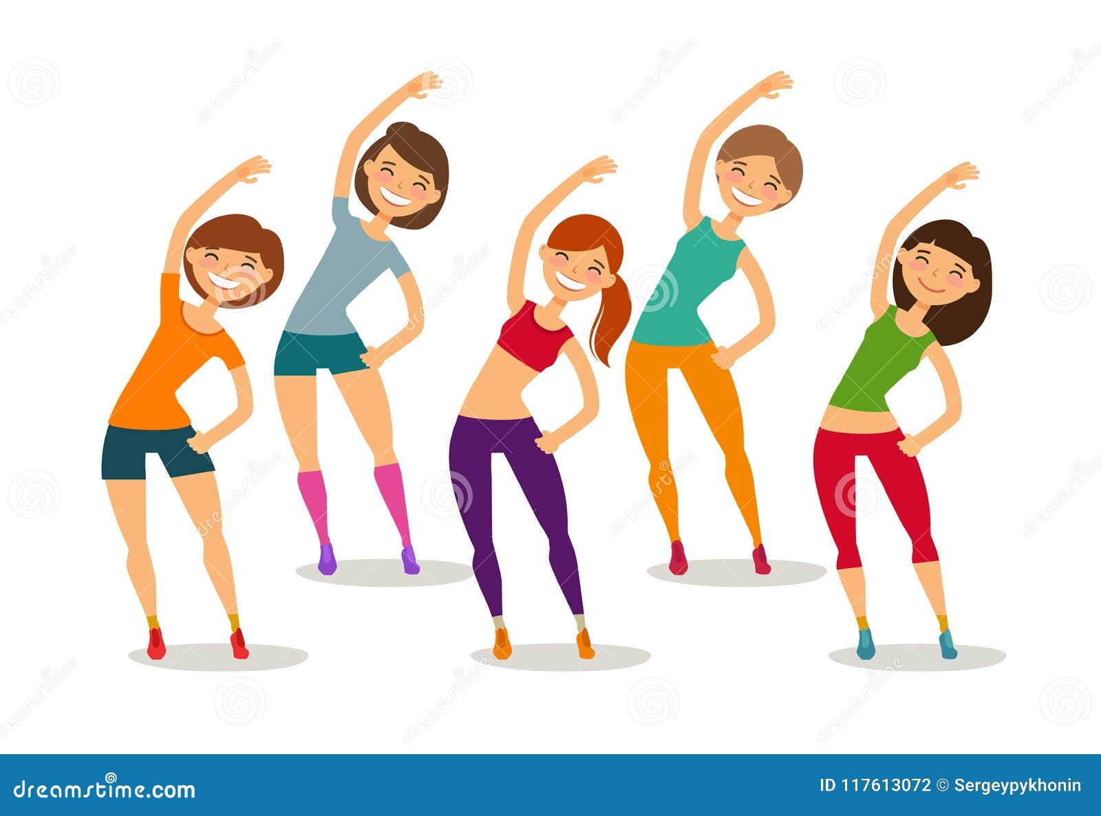 Sport, Aerobics, Healthy Lifestyle Concept. Group of People Engaged Fitness  in Gym. Funny Cartoon Vector Illustration Stock Vector - Illustration of  healthy, engaged: 117613072