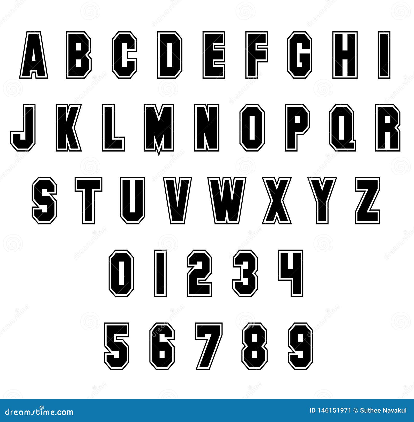 Jersey Font Letter Stencils (Number and Alphabet Lettering)