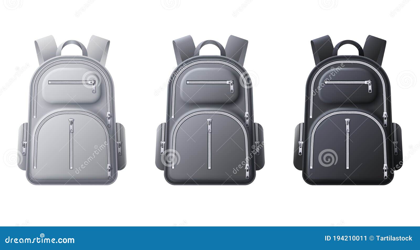 Download Sport Backpack Mockup. Realistic Black, Gray And White Backpacks, Bags For Travel, Sport Or ...