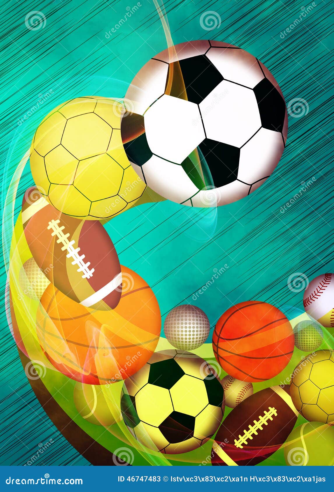 Sport balls background stock illustration. Illustration of athlete