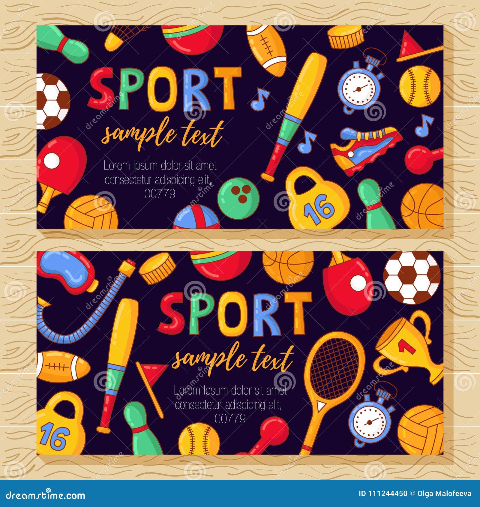 Sport Banners Template with Fitness Doodle Icons Stock Vector Intended For Sports Banner Templates