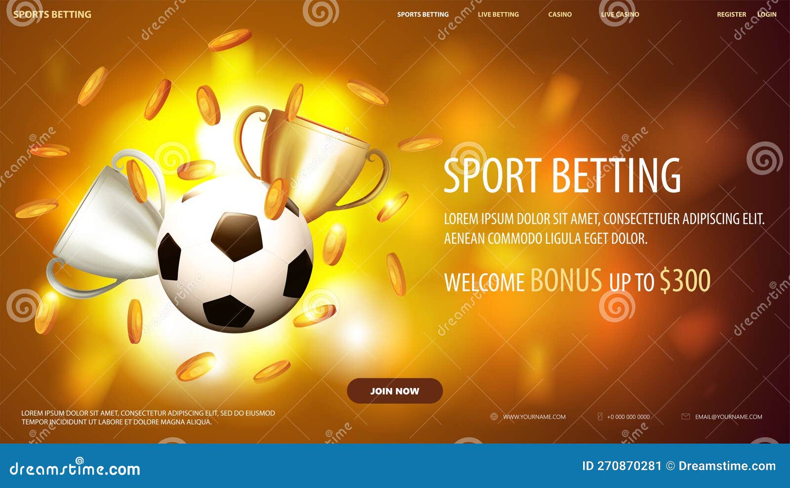 Sports Betting On Soccer. Design For A Bookmaker. Download Banner