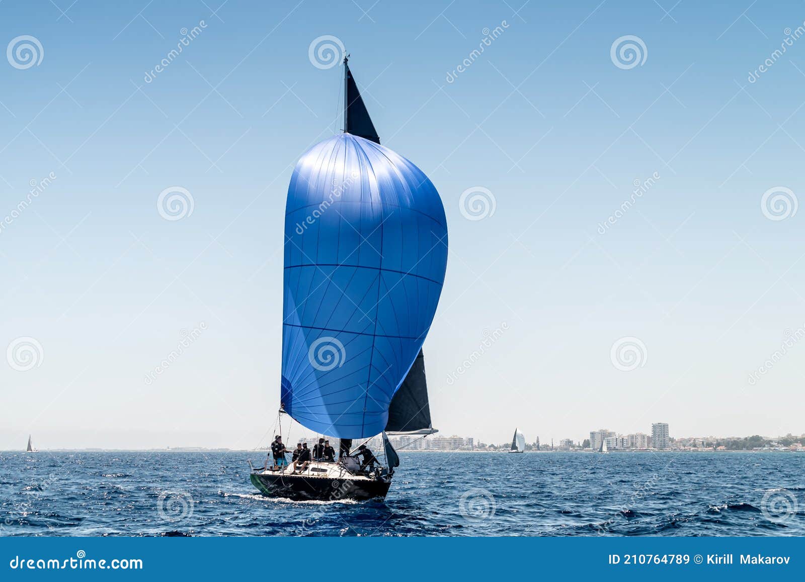 Sport Boat with a Blue Sail on Regatta Editorial Stock Image Image of