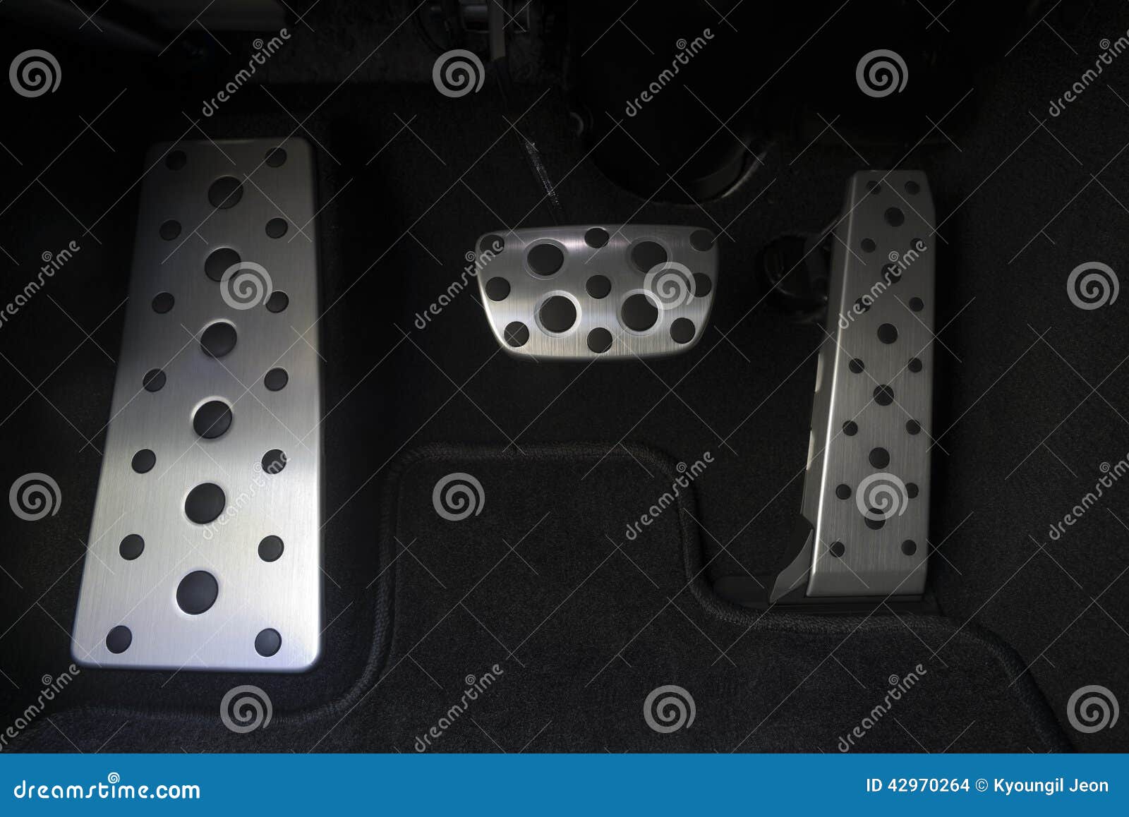 Sport car chrome pedals stock photo. Image of circle 42970264