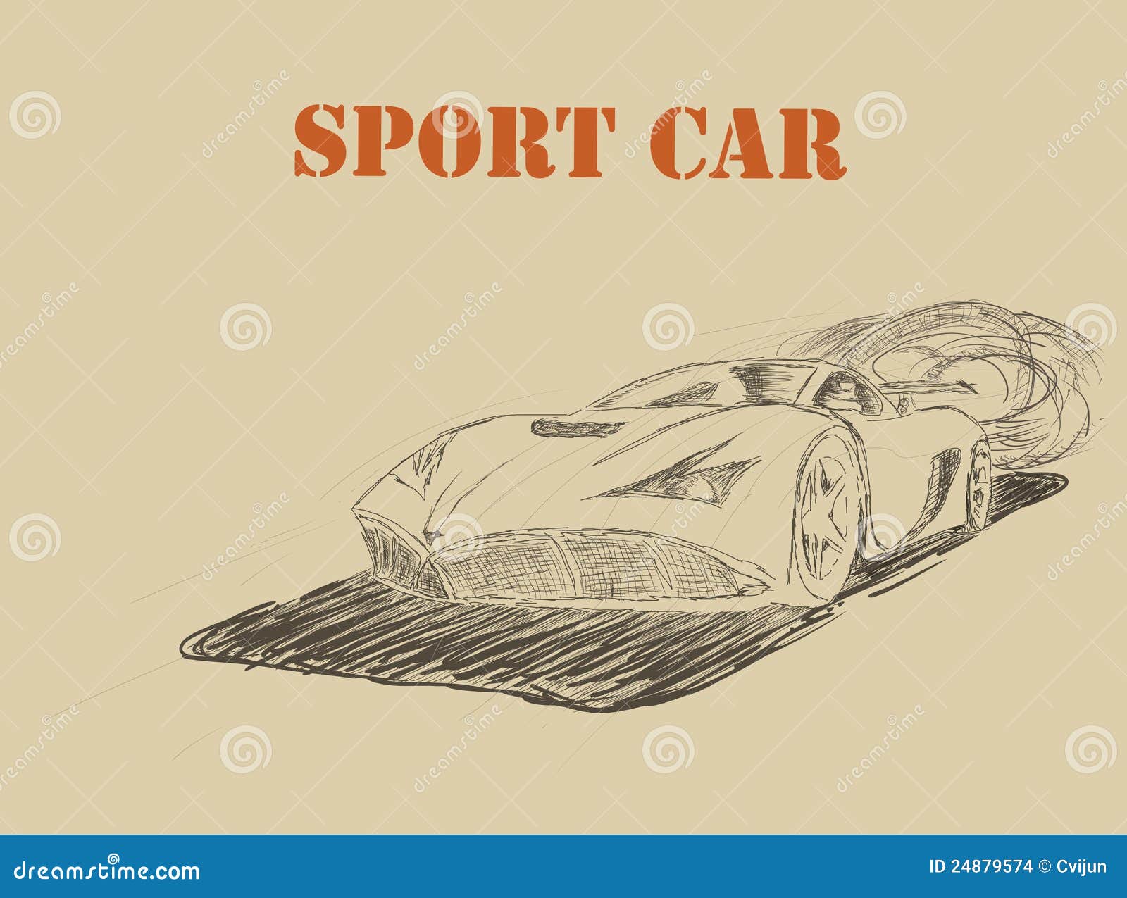 Sport car poster drawing stock illustration. Illustration of machine