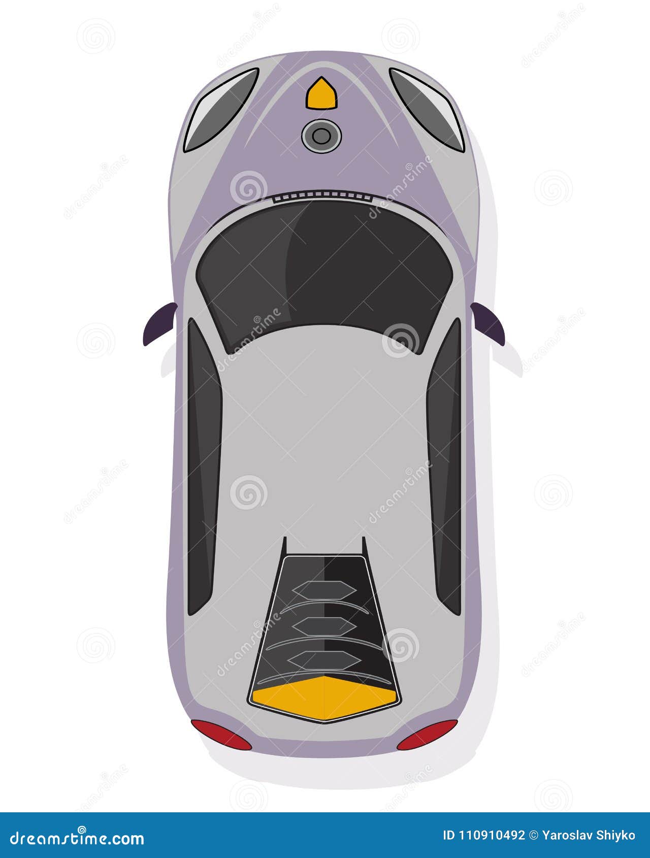 The Sport Car, Top View in Flat Style on a White Background Stock