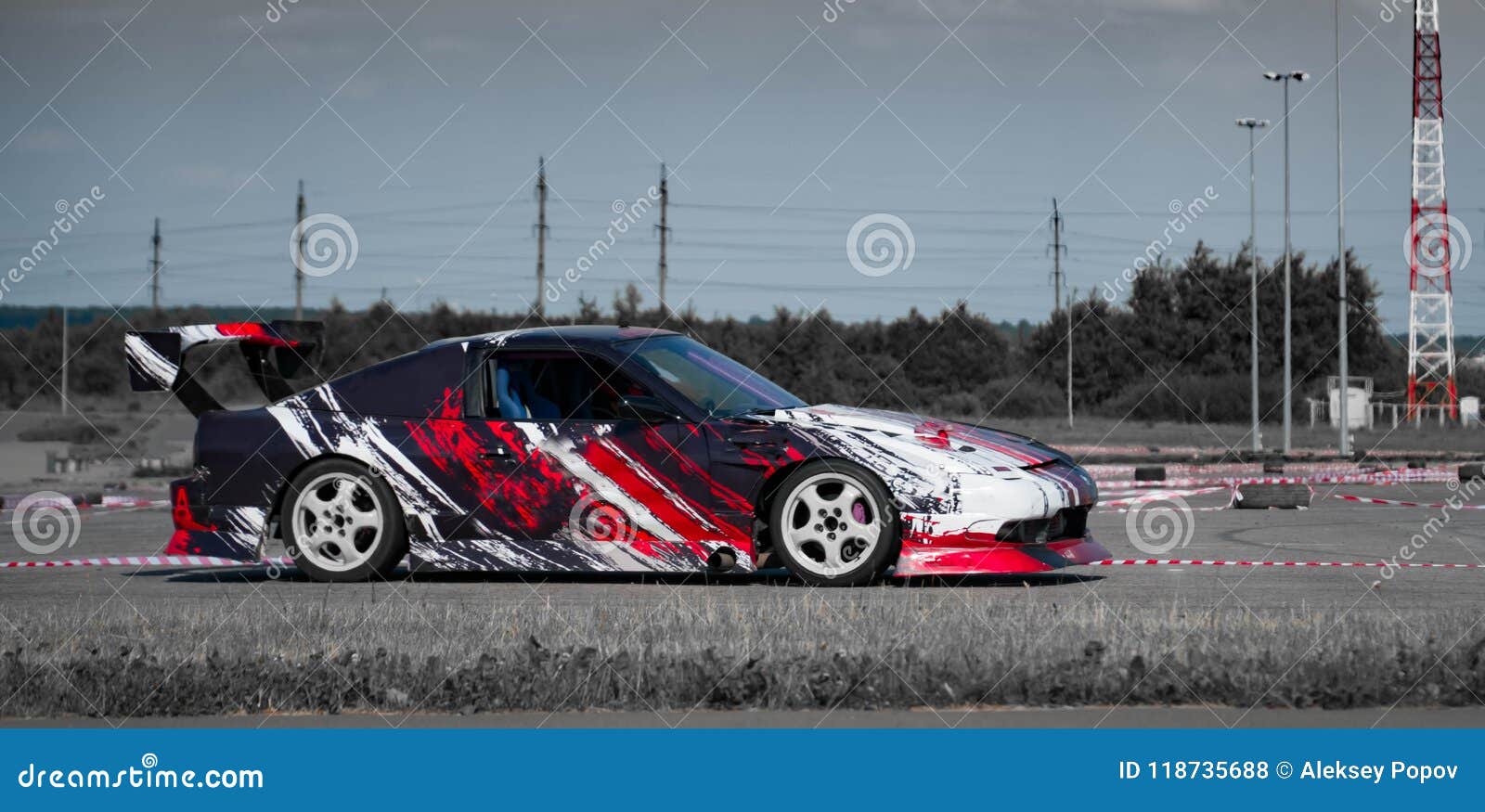 Car drifting image diffusion race drift car with lots of smoke from burning  tires on speed track Stock Illustration