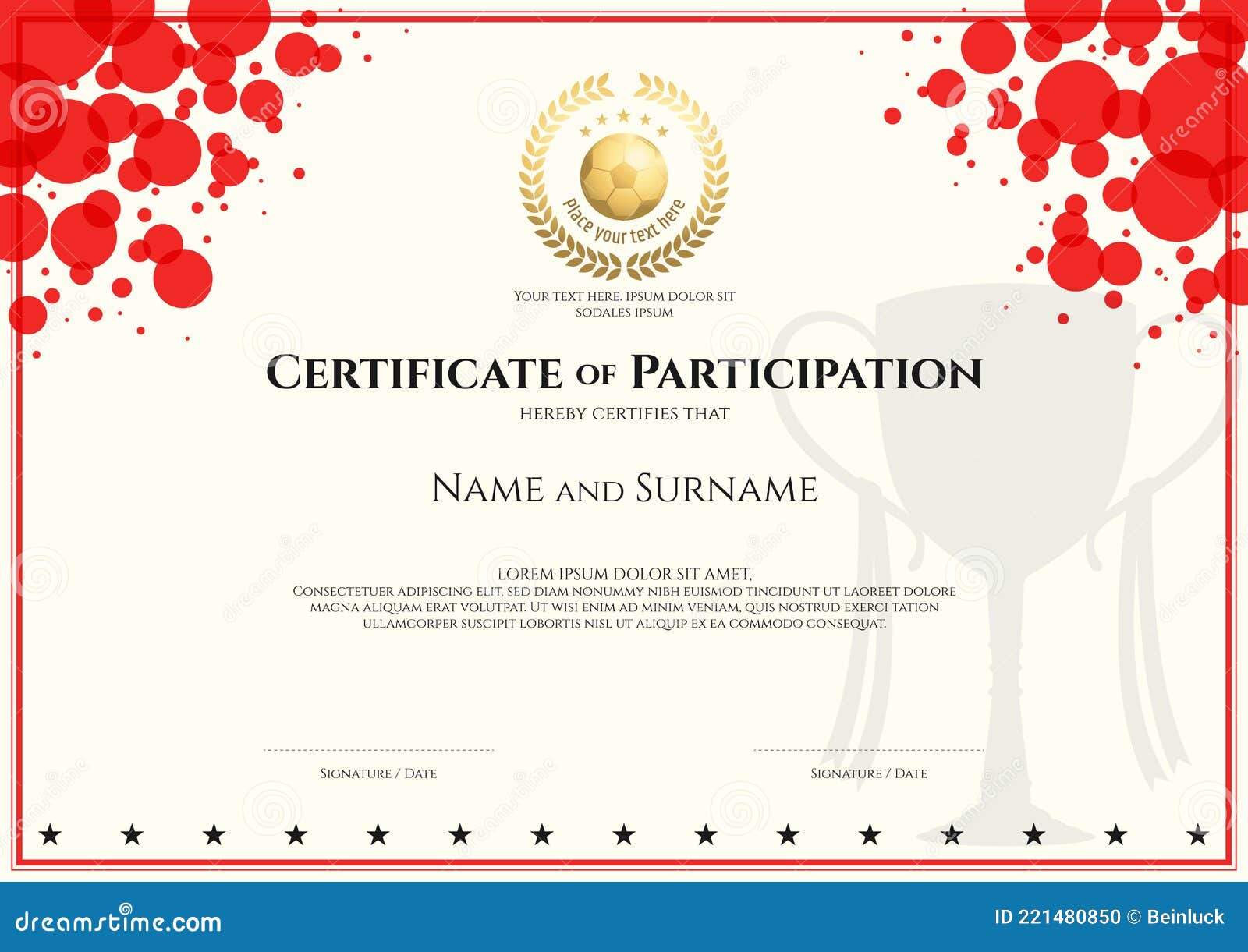 Certificate Template Sport Theme with Border Frame, Diploma Design