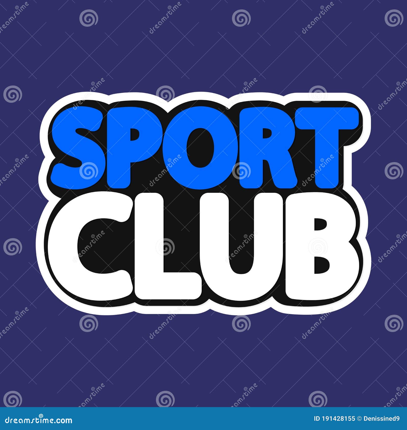 Sport Club, Isolated Sticker, Word Design Template, Vector Illustration ...