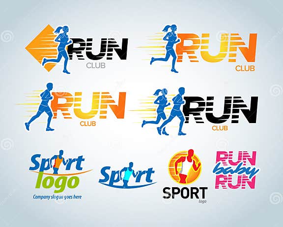 Sport Club, Running Club Vector Labels and Emblems, Logotypes, Badges ...