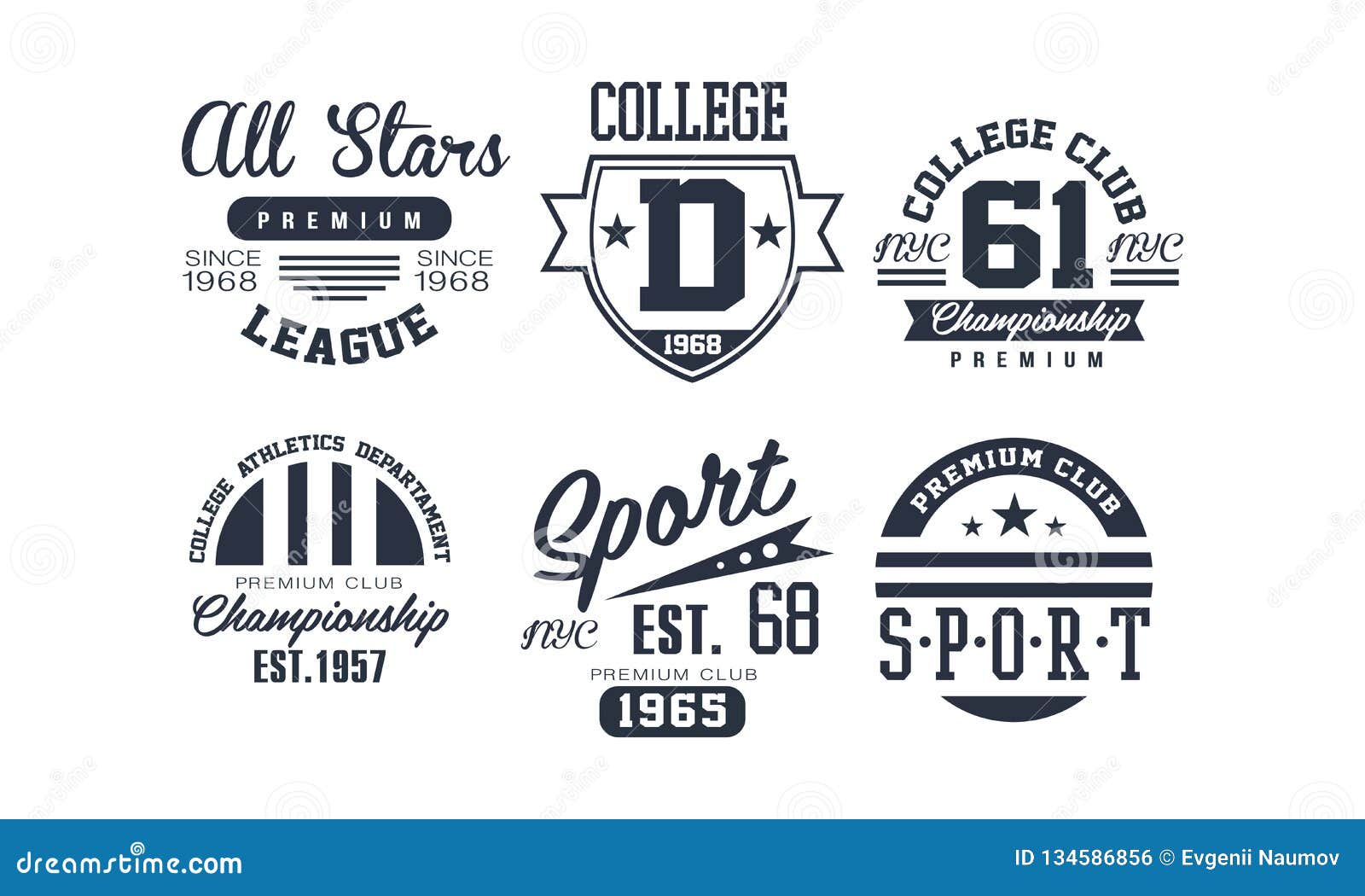 Sport College Club Logo Design Set, Vintage Premium Championship, Sport ...