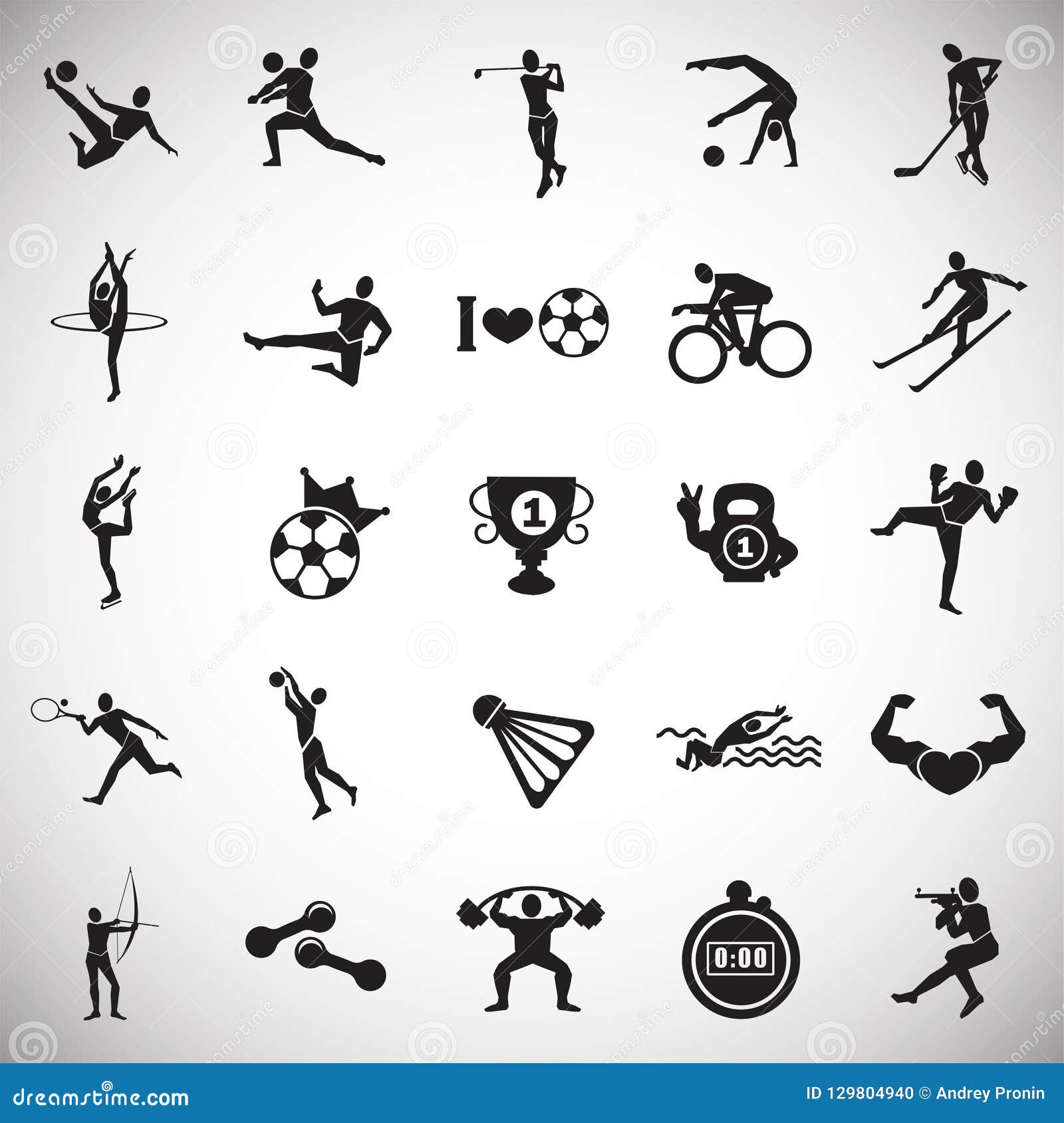 Sport Disciplines Set on White Background Stock Vector Illustration