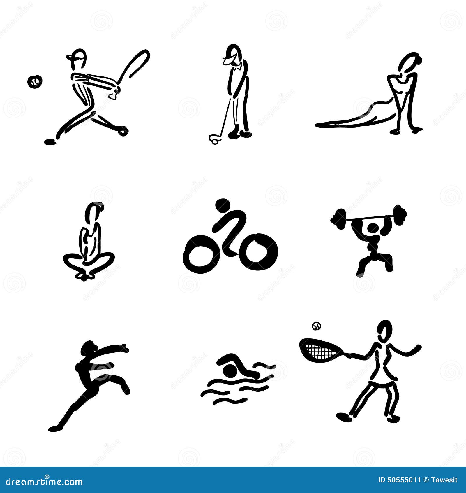 Sport drawing icons stock vector. Illustration of control - 50555011