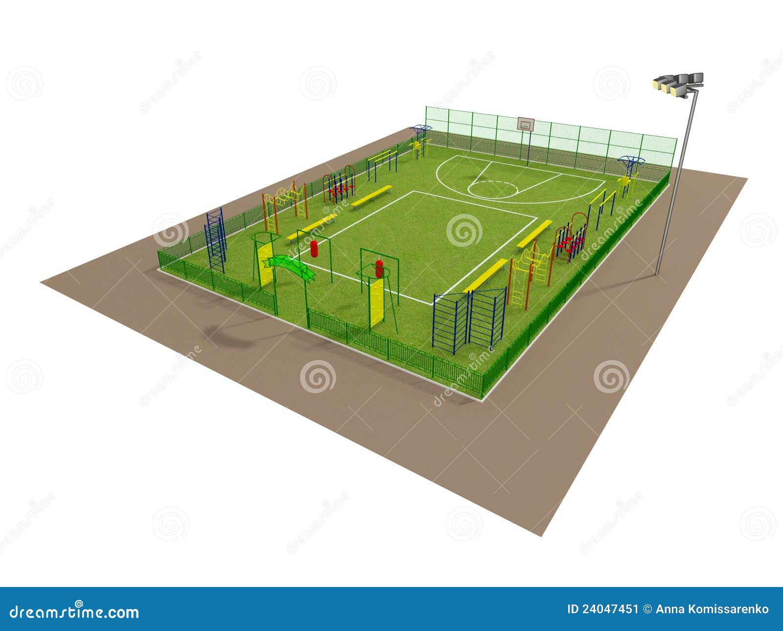Sport Field 3d Model Isolated on White Stock Image Illustration of