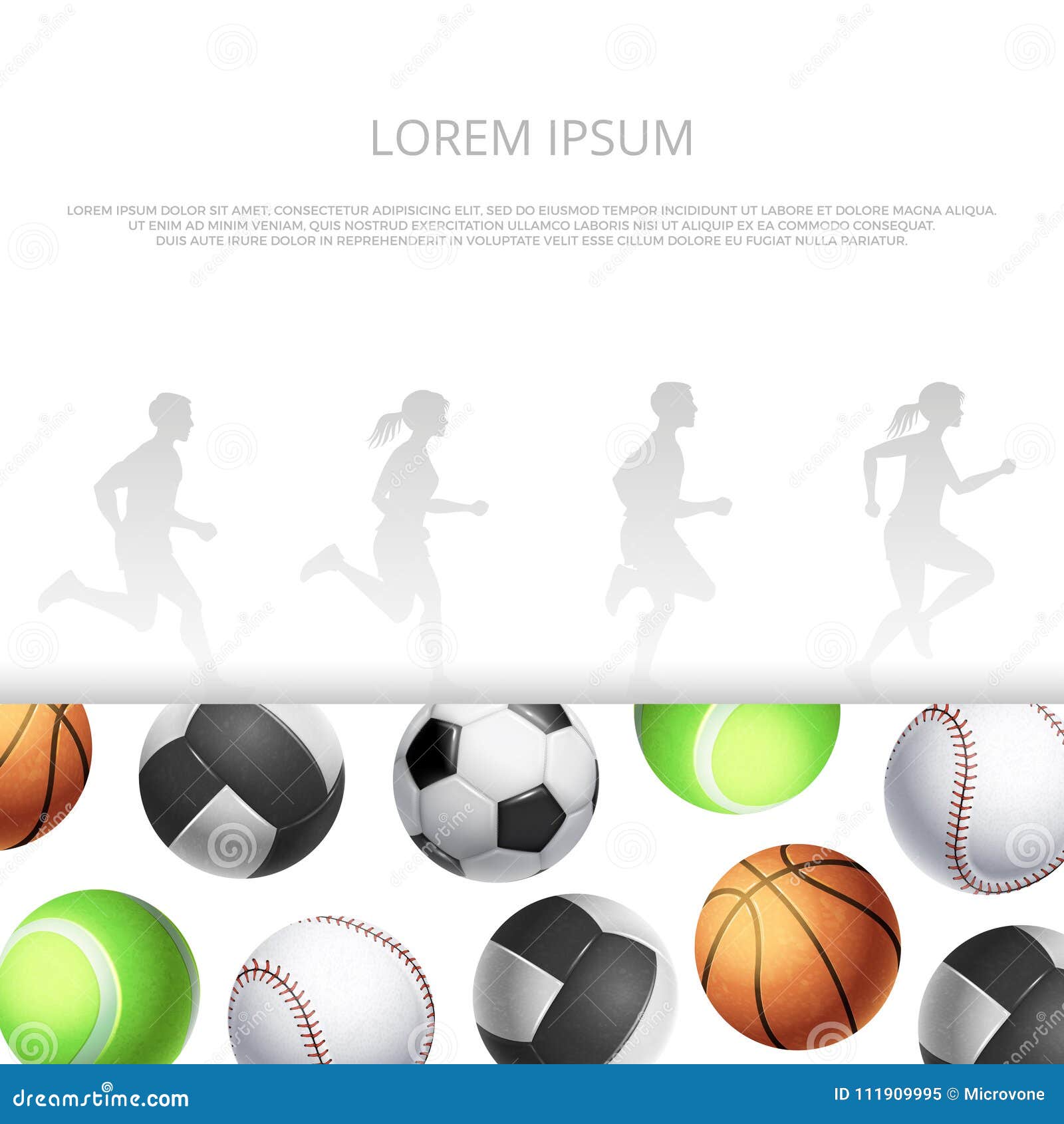 Sport, Fitness Banner Template Witn Realistic Balls and Running With Regard To Sports Banner Templates