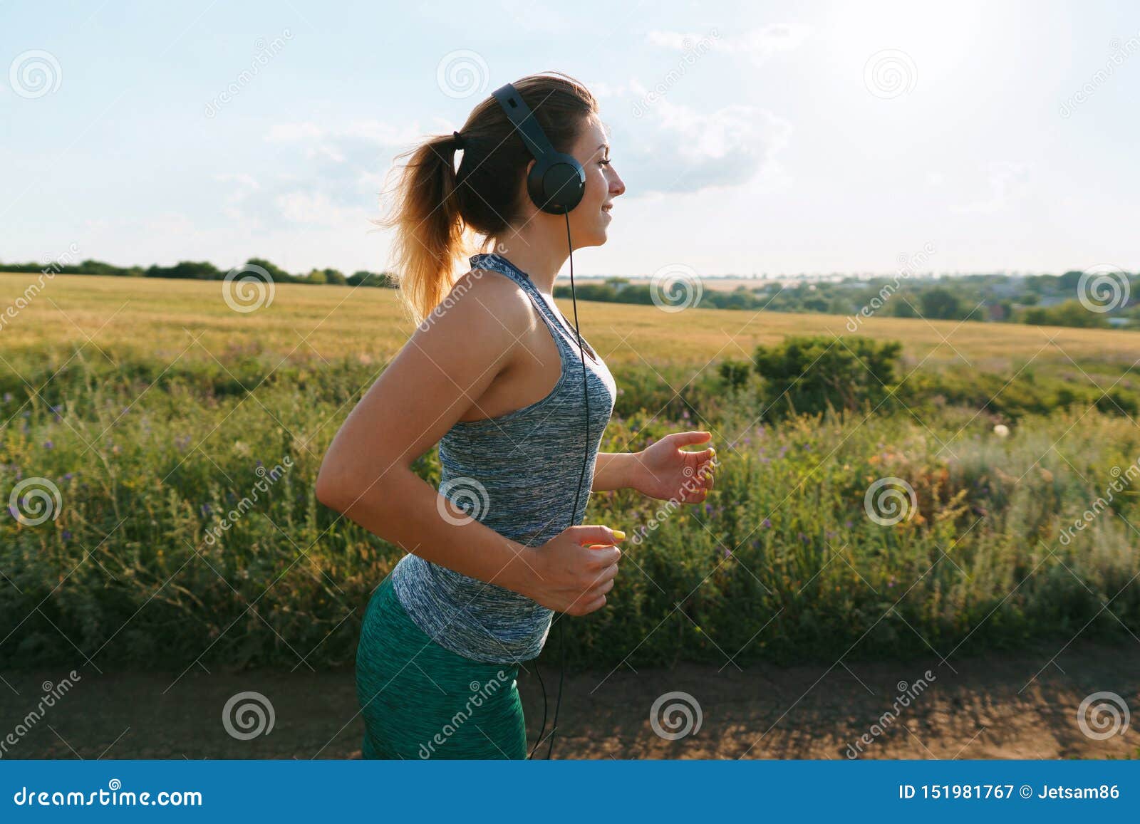 Woman Jogger Working Out In The Morning Sunny Day Stock Image Image