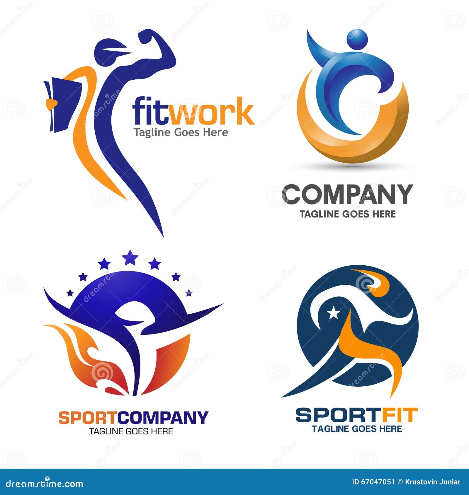 Sport And Fitness Logo Set Stock Vector Illustration Of People