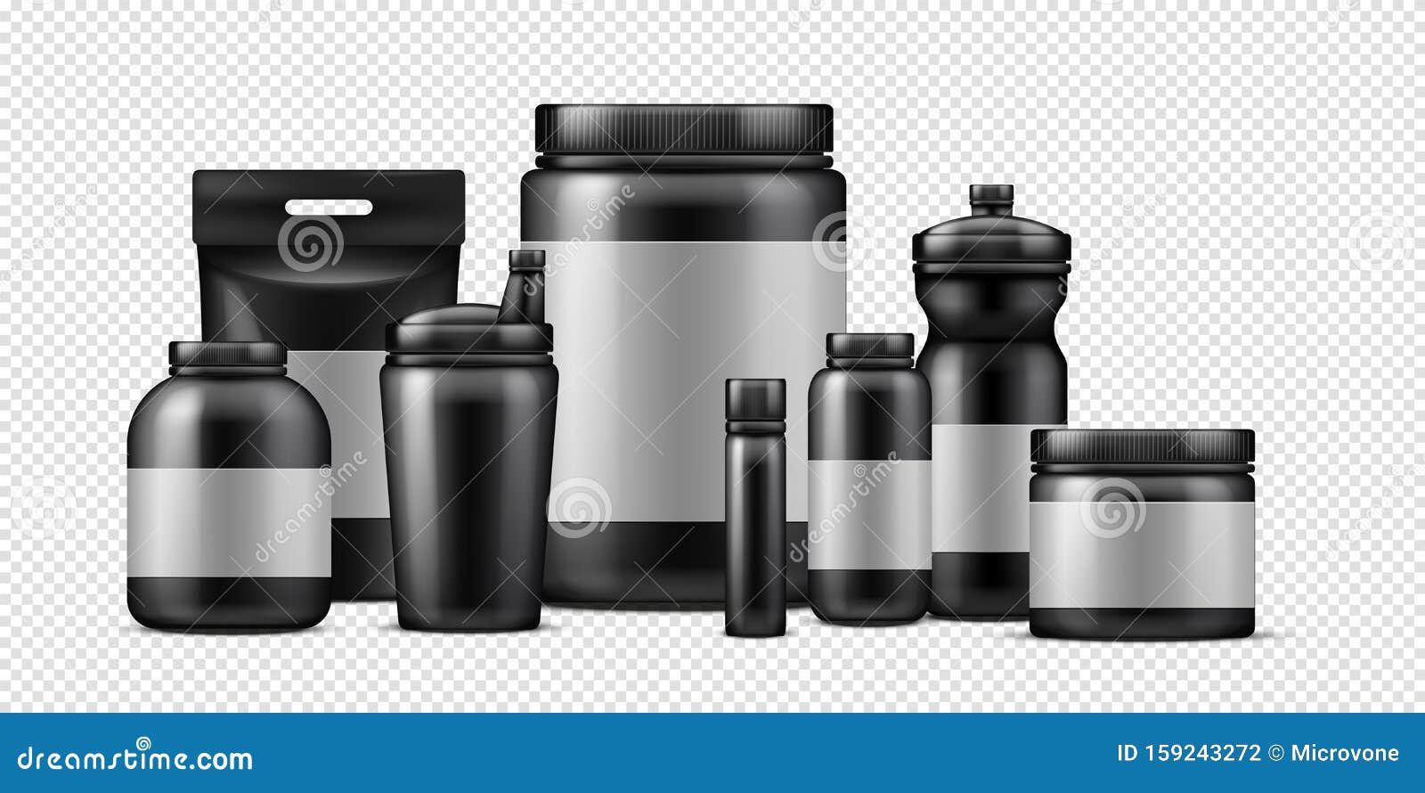 Black supplement jar protein sport 3d container Vector Image