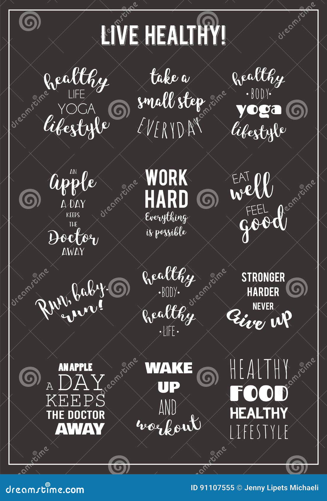 Sport And Healthy Lifestyle Motivation Quotes Stock Vector