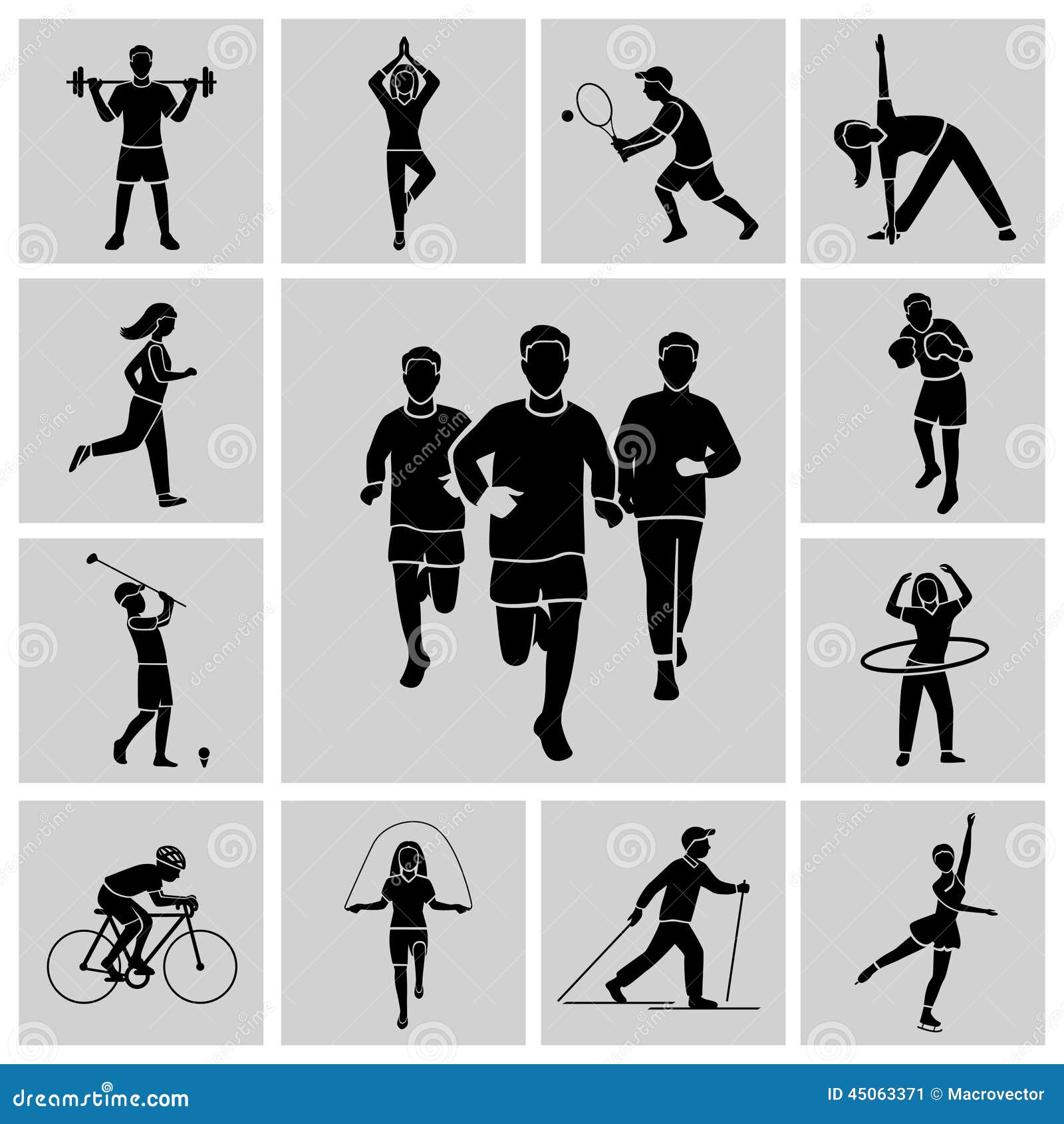 Sport Icon Set Black Stock Vector Illustration Of Professional