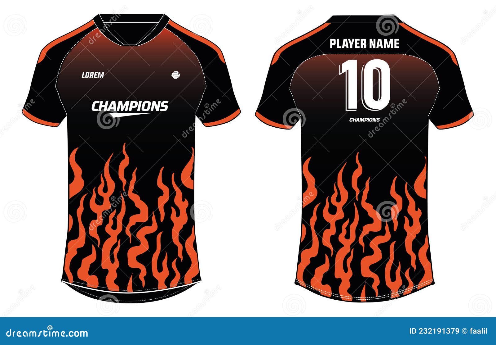 Orange- black t-shirt sport design template for soccer jersey