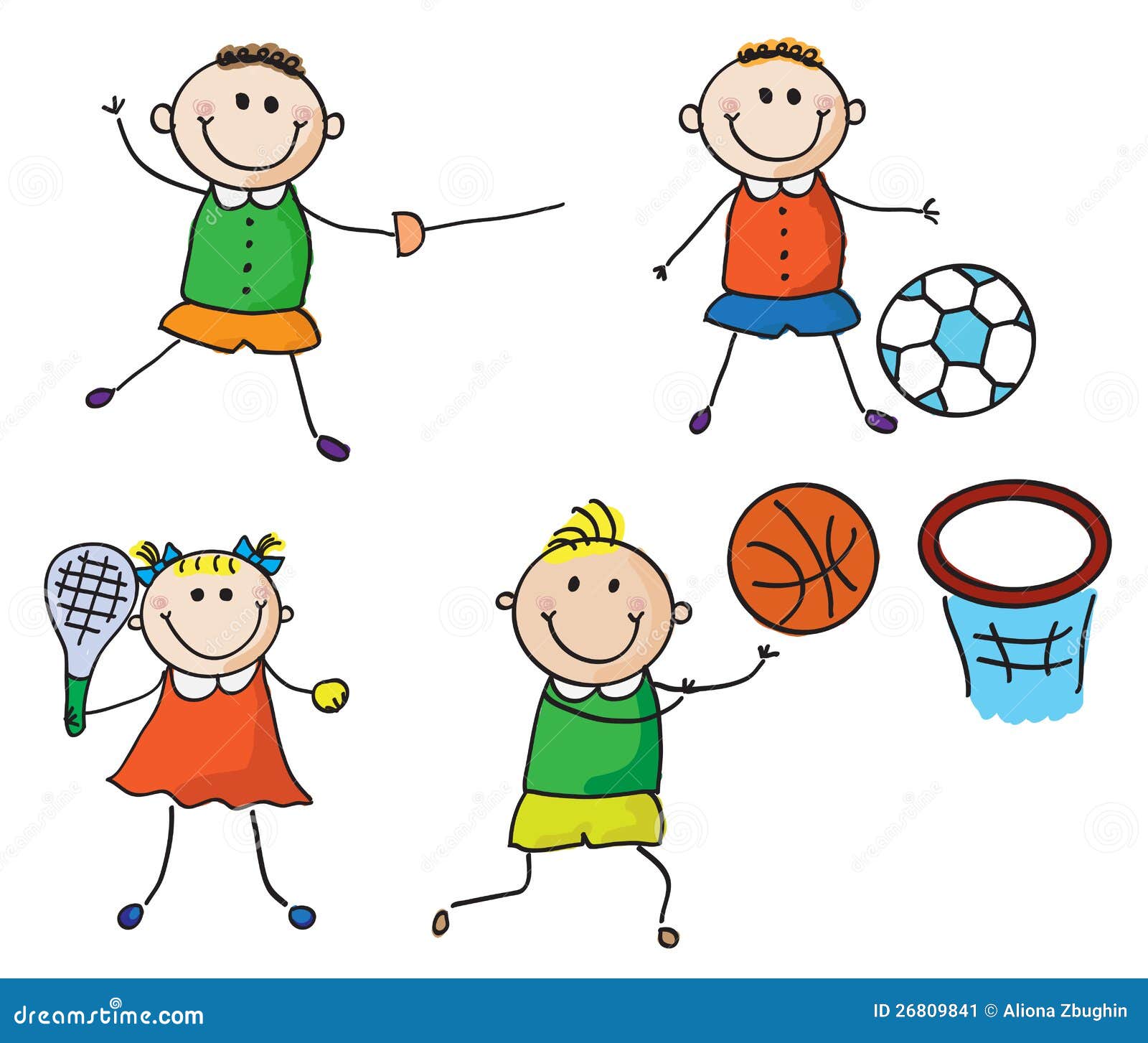 students playing sports clipart cartoon