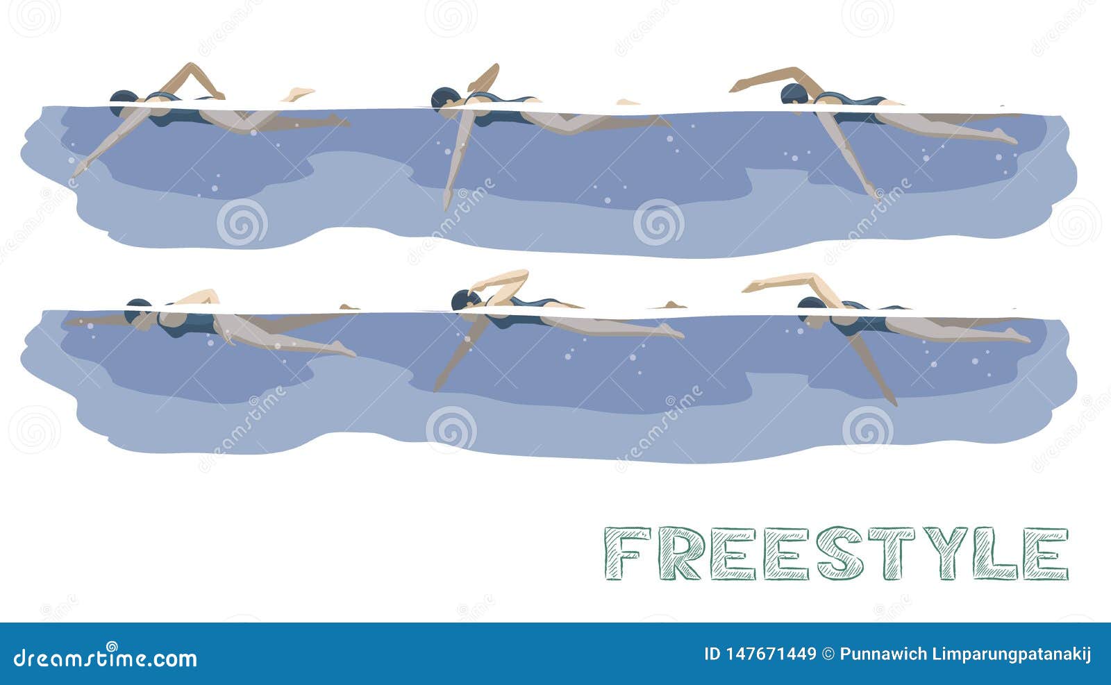 Swimming Pool Style Freestyle Motion Sequence Woman Animation Set Stock  Vector - Illustration of exercise, woman: 147671449