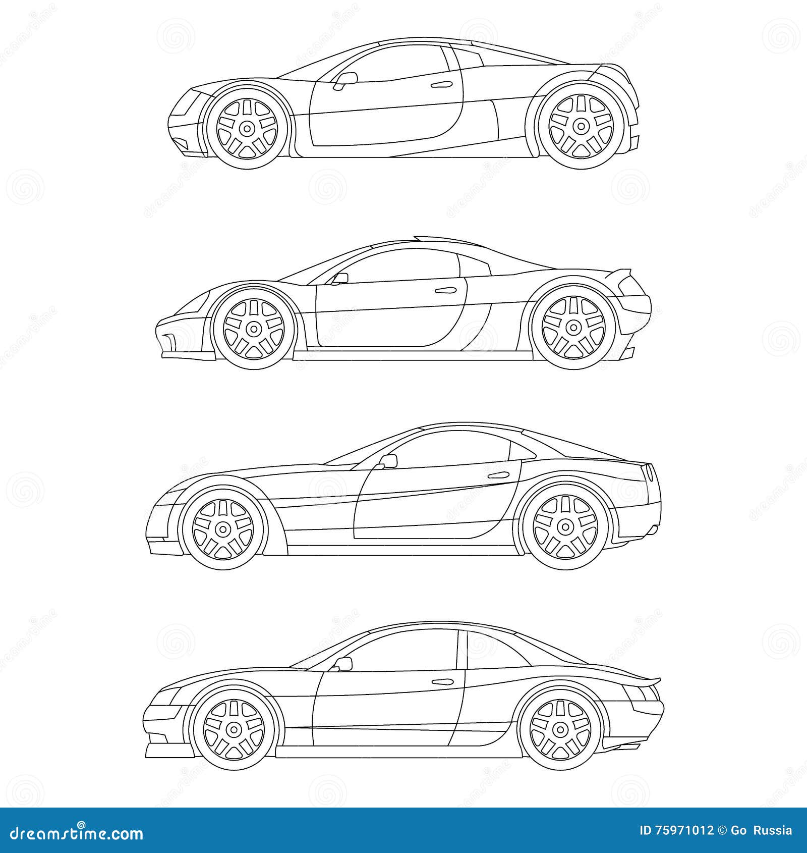 Sport Muscle Car Outline Drawing Red Flat Icon Vector Stock Vector ...
