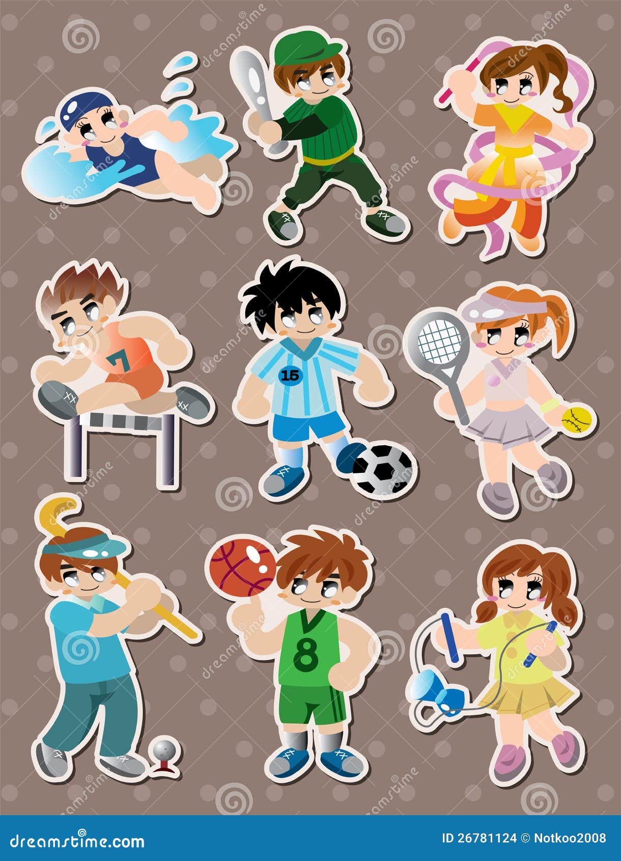 Sport player stickers stock vector. Illustration of collection 26781124