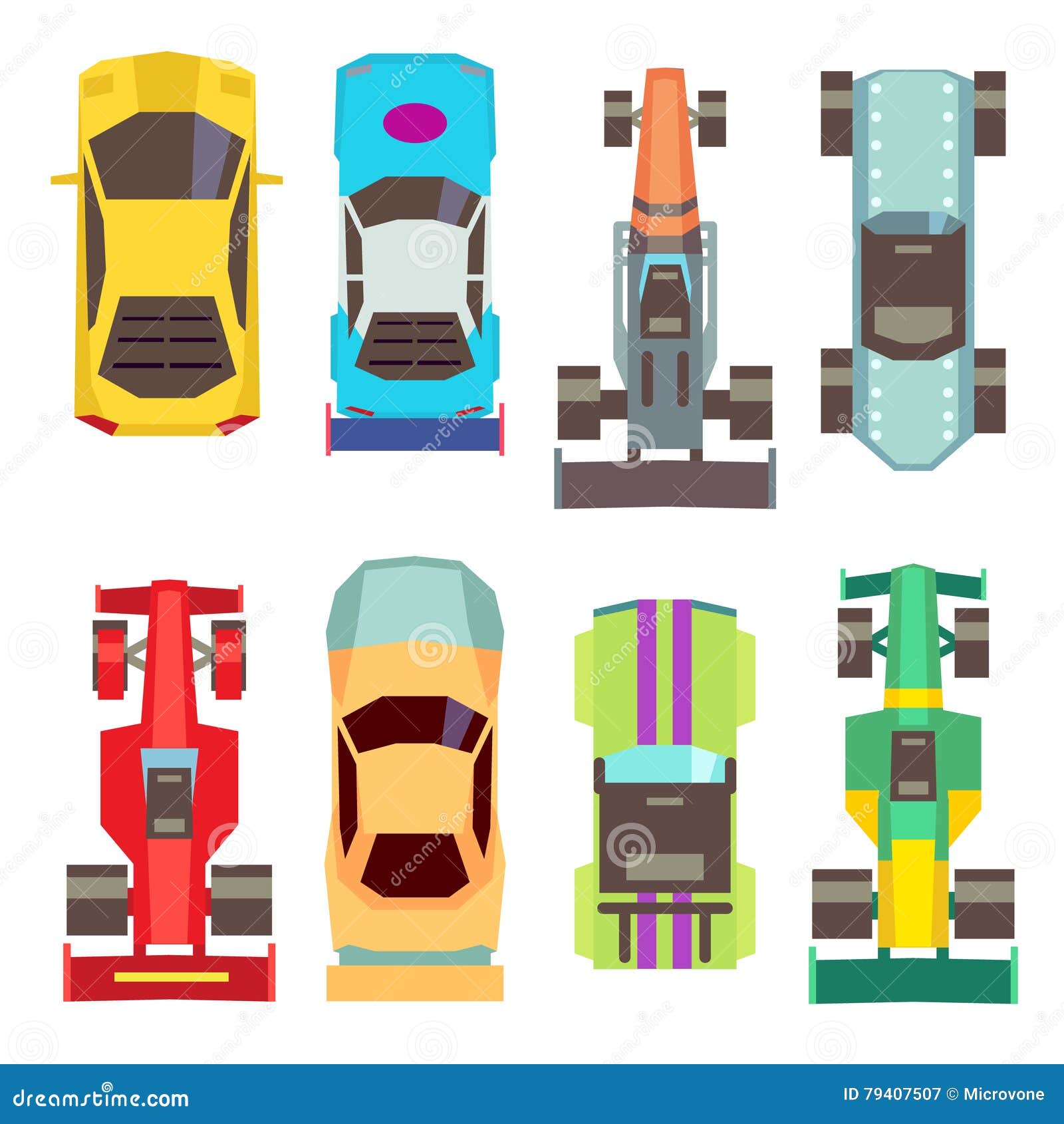 Download Sport Race Cars Top View Flat Vector Icons Stock Vector ...