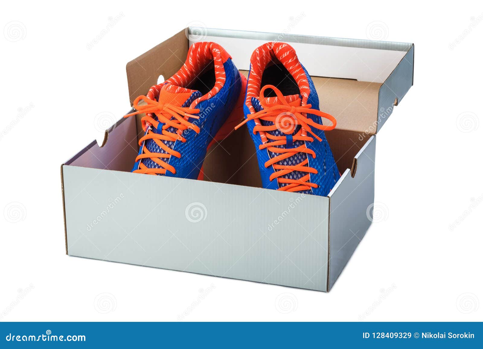 Sport shoes in box stock image. Image of aerobics, active - 128409329