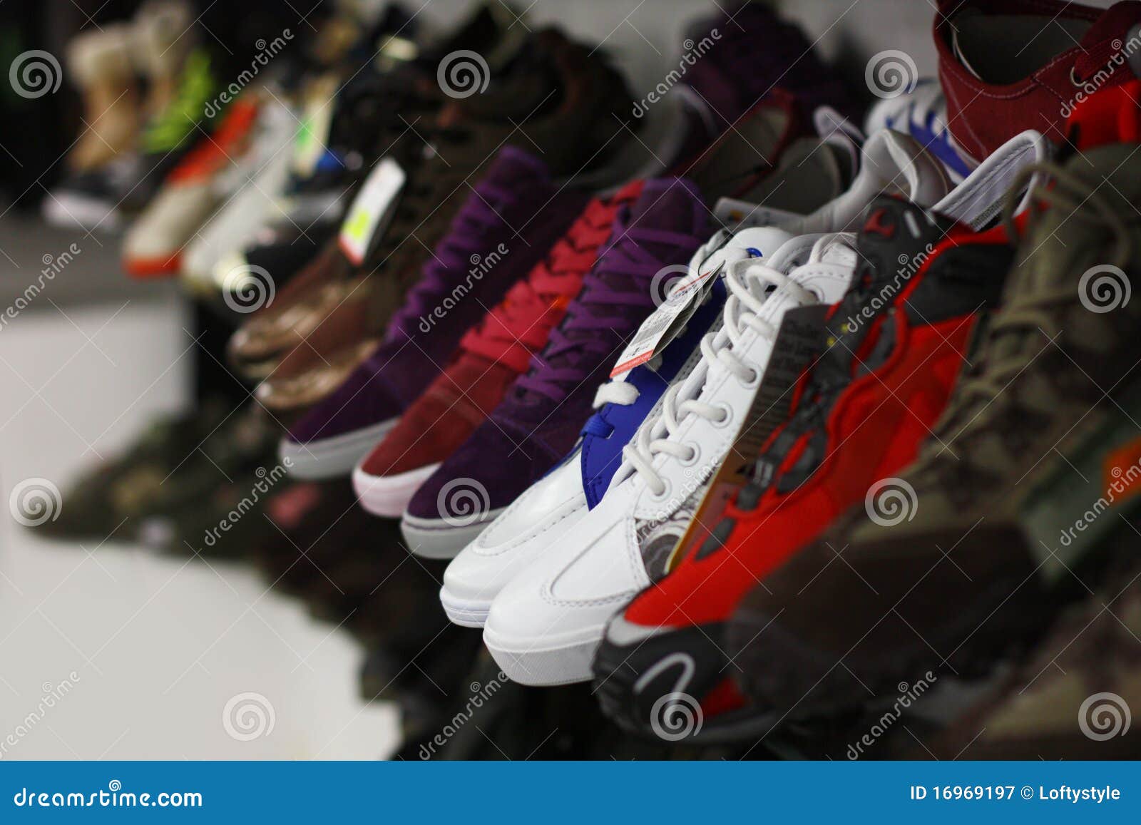Sport Shoes in Multiple Colors on a Shop Shelf Stock Image - Image of ...