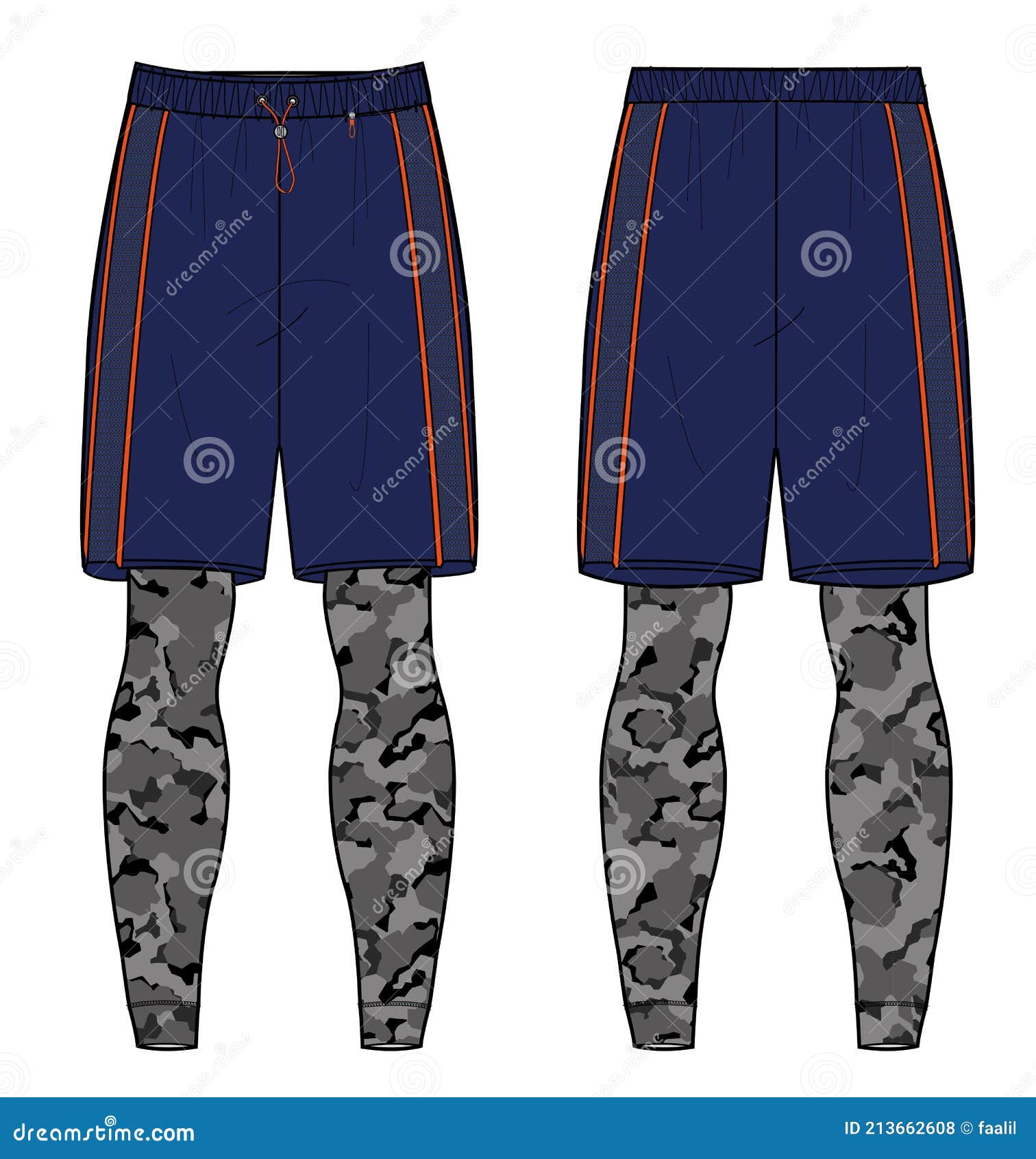 Sport Shorts with Camouflage Compression Tights Design Vector