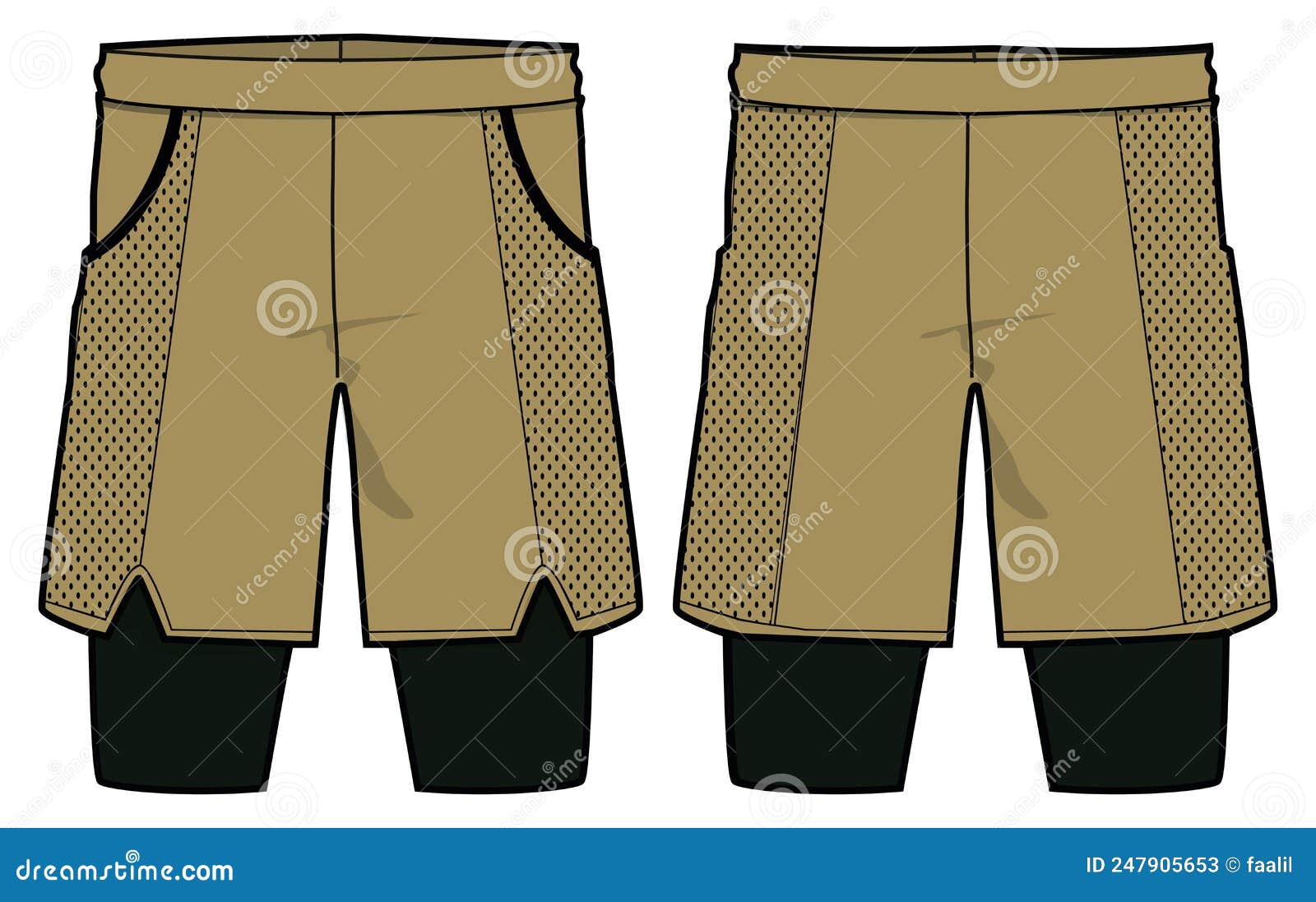 Sport Shorts with Compression Inner Tights Design Vector Template, Basketball  Shorts Concept with Front and Back View for Soccer, Stock Vector -  Illustration of jogger, shorts: 247905653