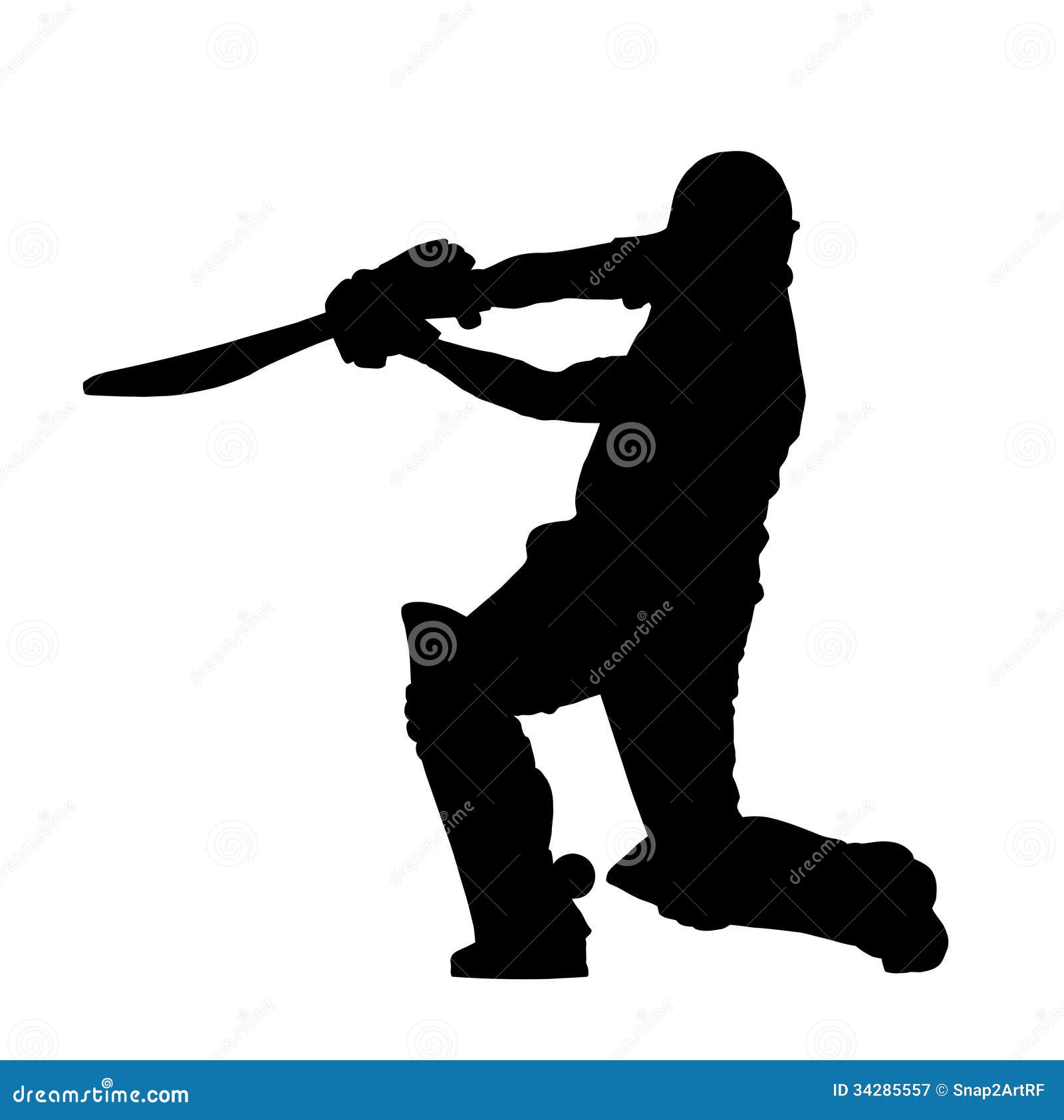 Sport Silhouette - Cricket Batsman Hitting Ground Royalty ...
