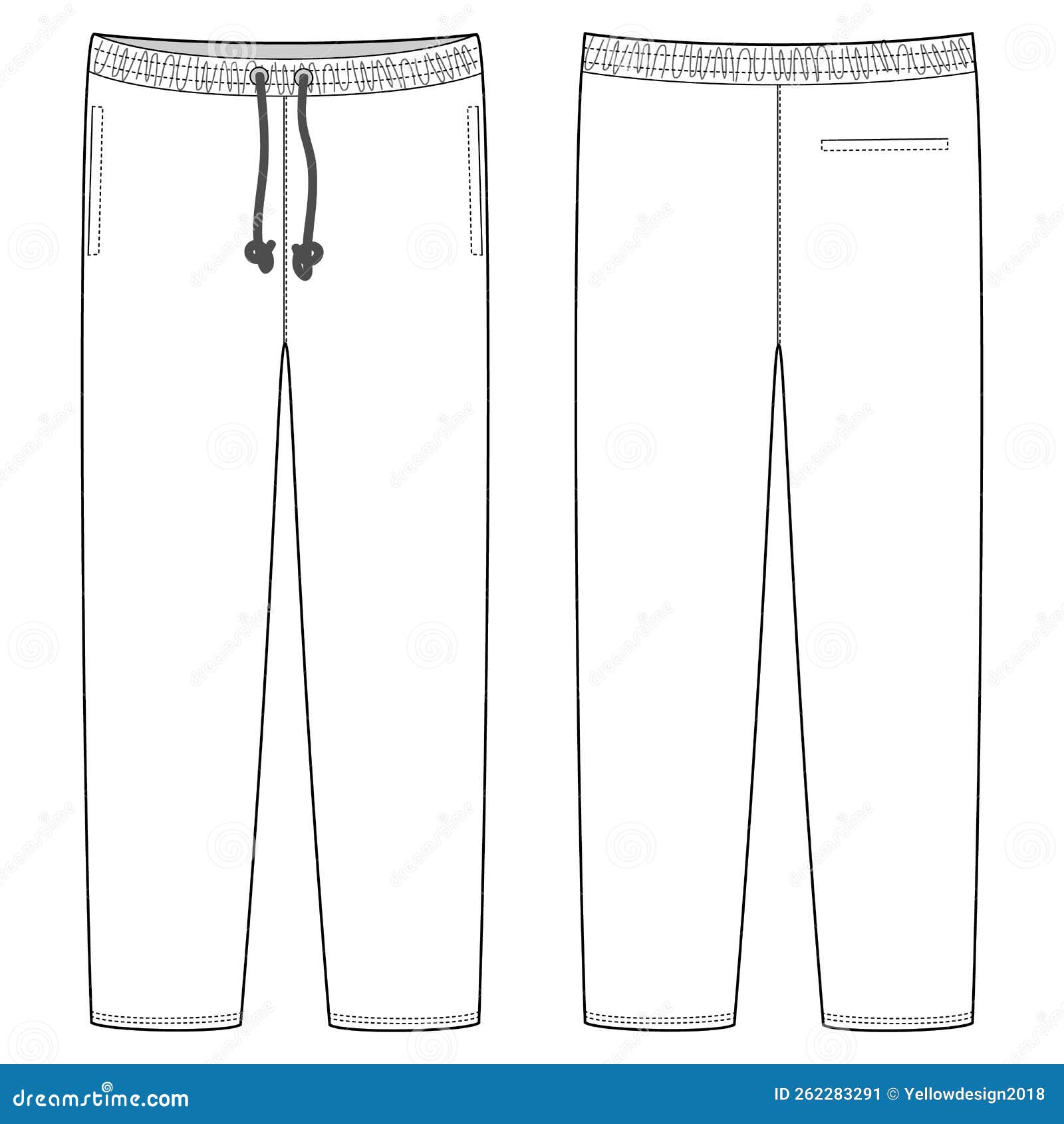 Sport Style Jogger Pants with Pockets. Technical Sketch Stock Vector ...