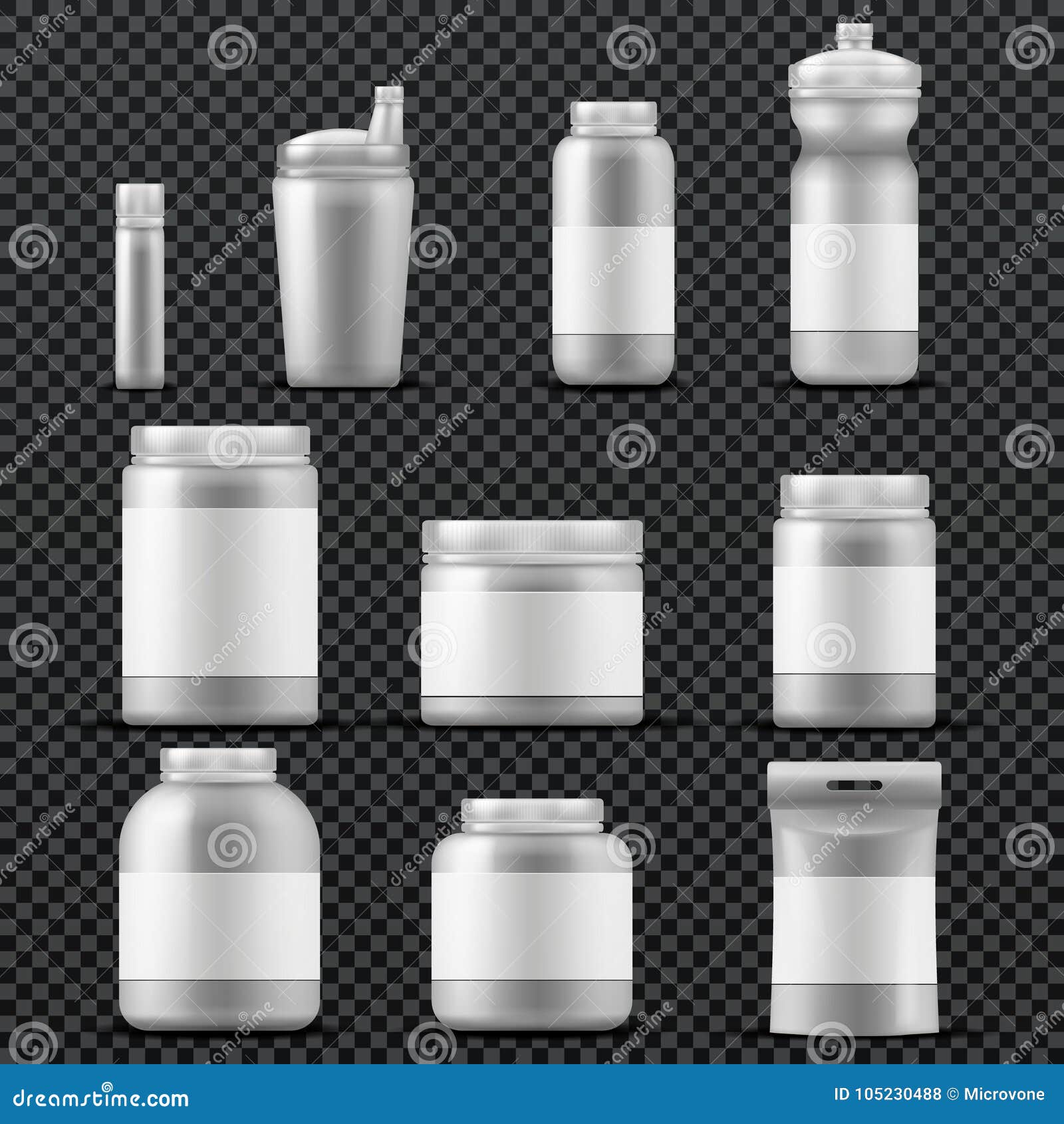 Sport Food Containers. Vector Protein Powder by MicrovOne