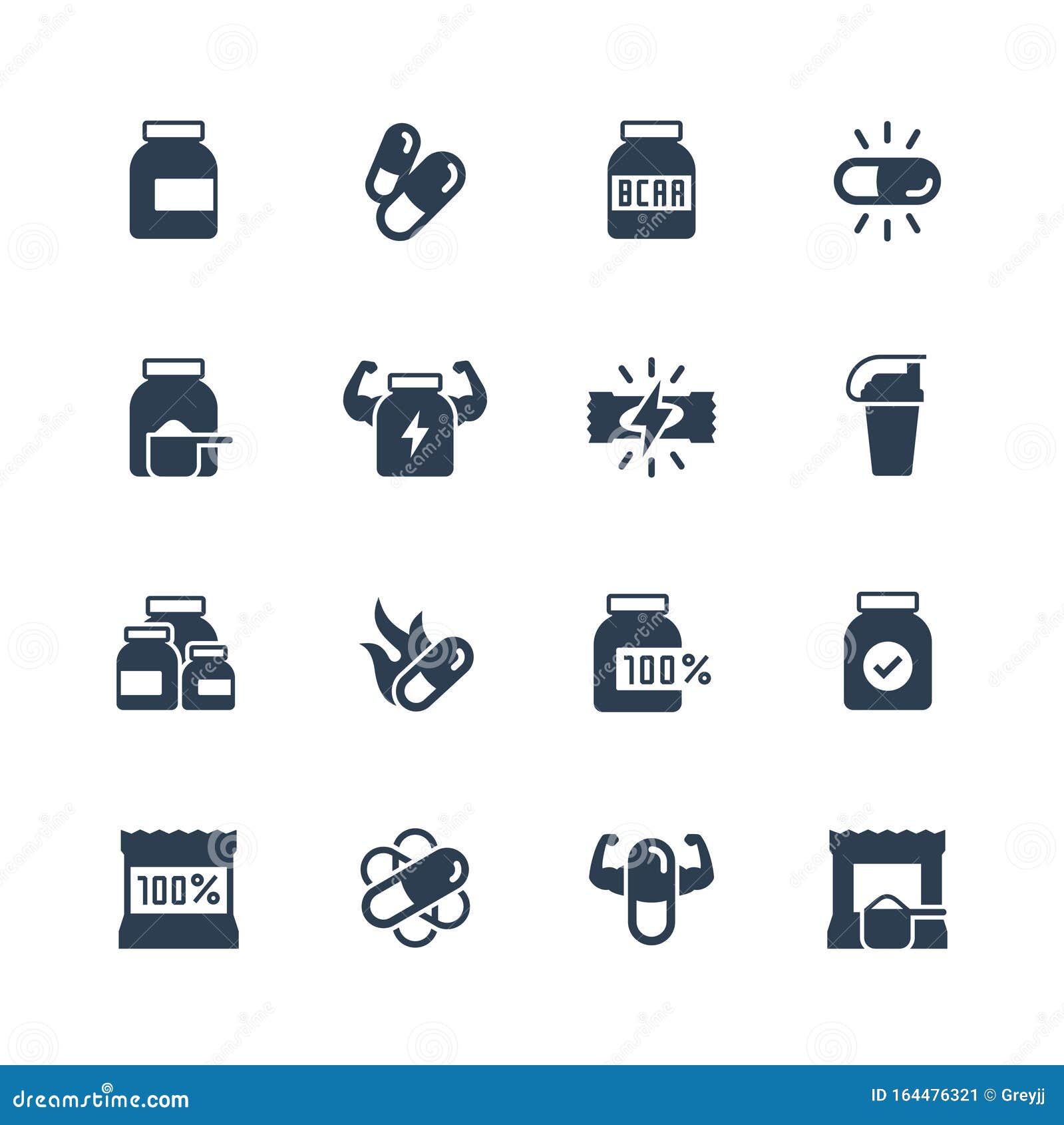 sport supplements icon set