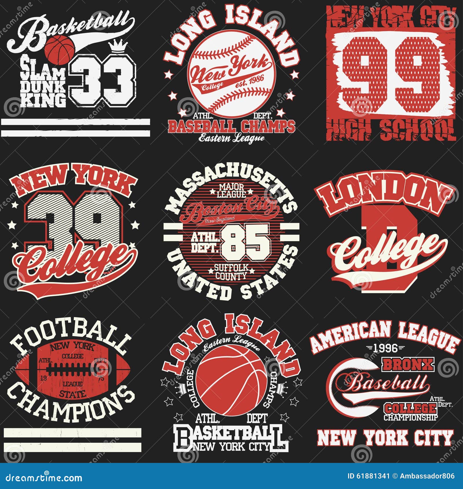 Sport t-shirt set stock vector. Illustration of number - 61881341