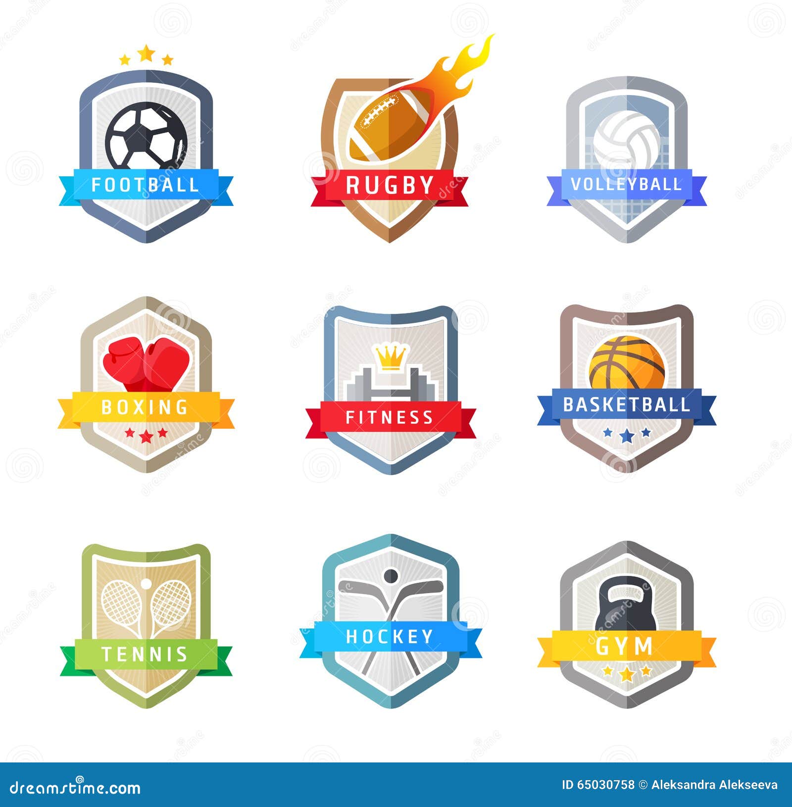 Sport Team Emblems Shields, Vector Set Stock Vector Illustration of