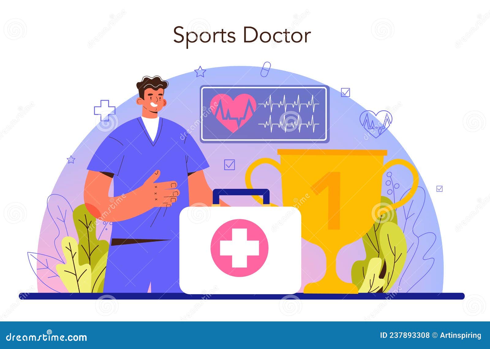 Sport Therapy Concept. People Doing Sport Exercise in Gym with an