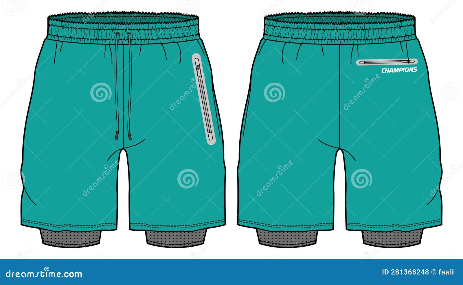 Sport Track Shorts with Compression Tights Design Vector Template