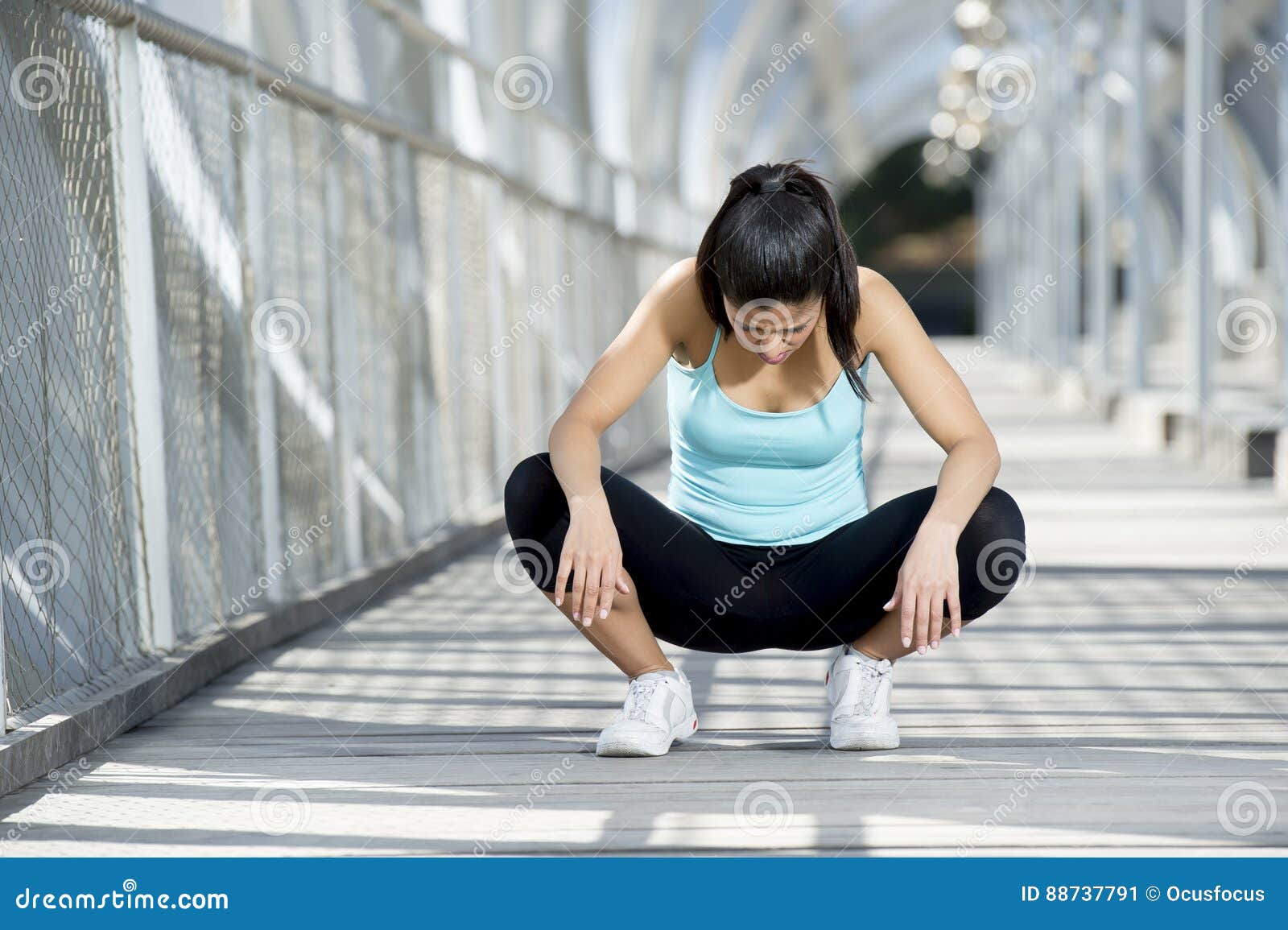 Sport Woman Tired And Exhausted Breathing And Cooling Down After Running Stock Image Image Of