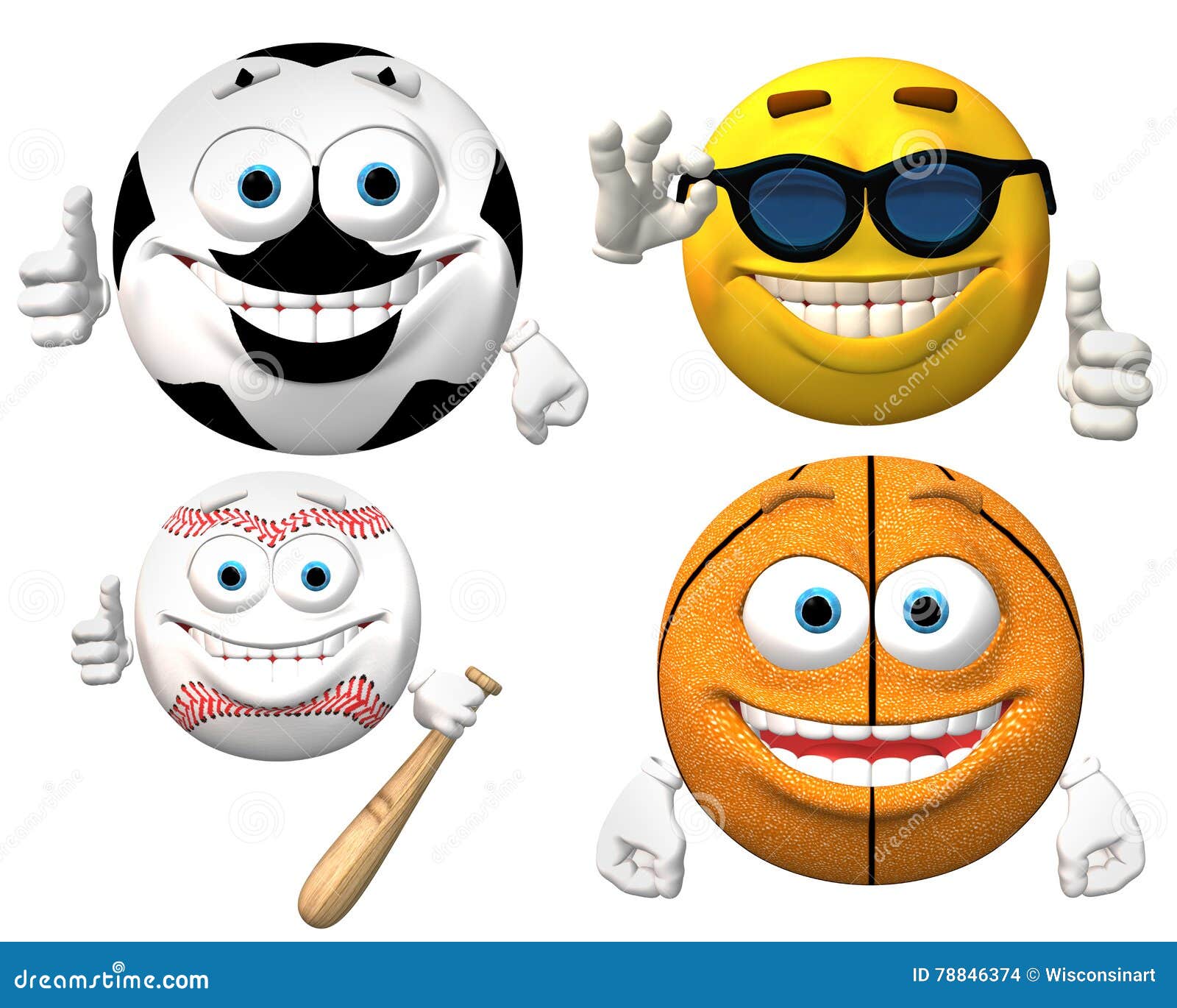 Sporten Smiley Faces Isolated Stock Foto Illustration of gezichten