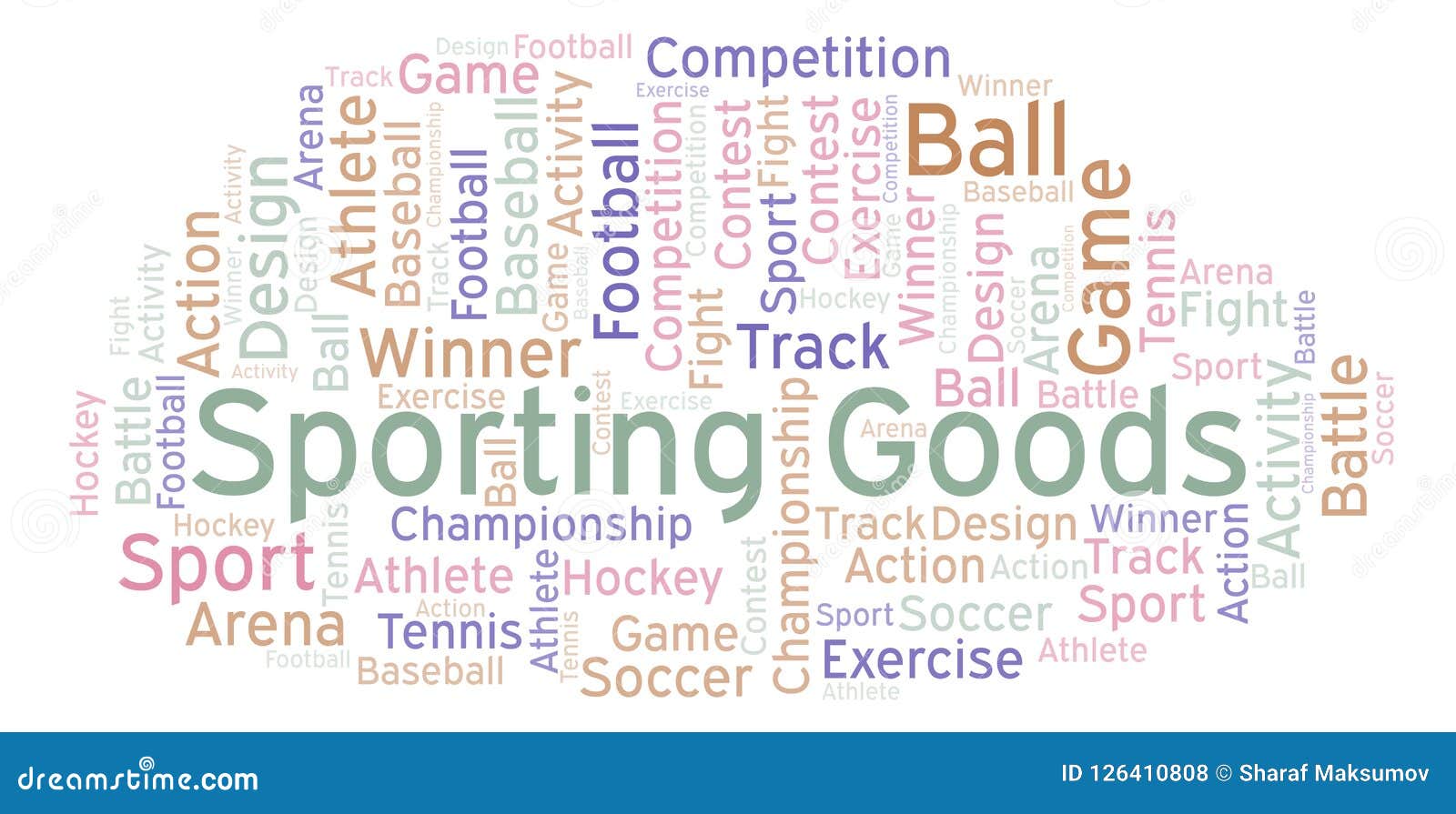 Sporting Goods word cloud. stock illustration. Illustration of arena
