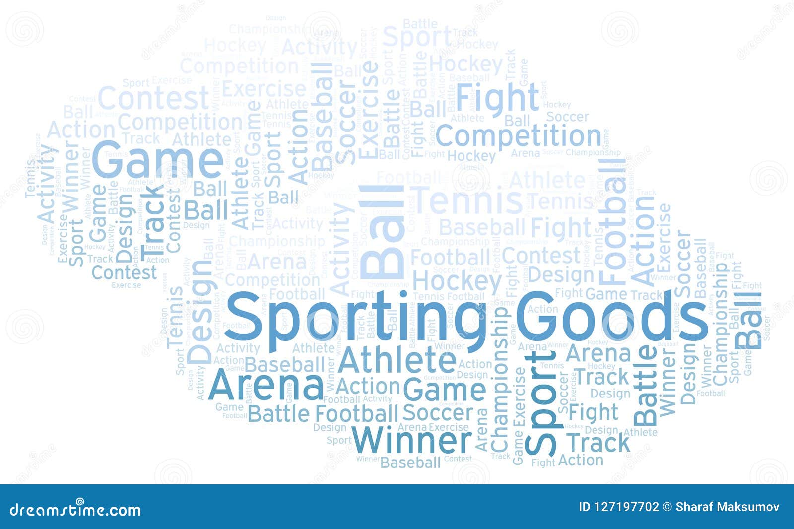 Sporting Goods word cloud. stock illustration. Illustration of athlete