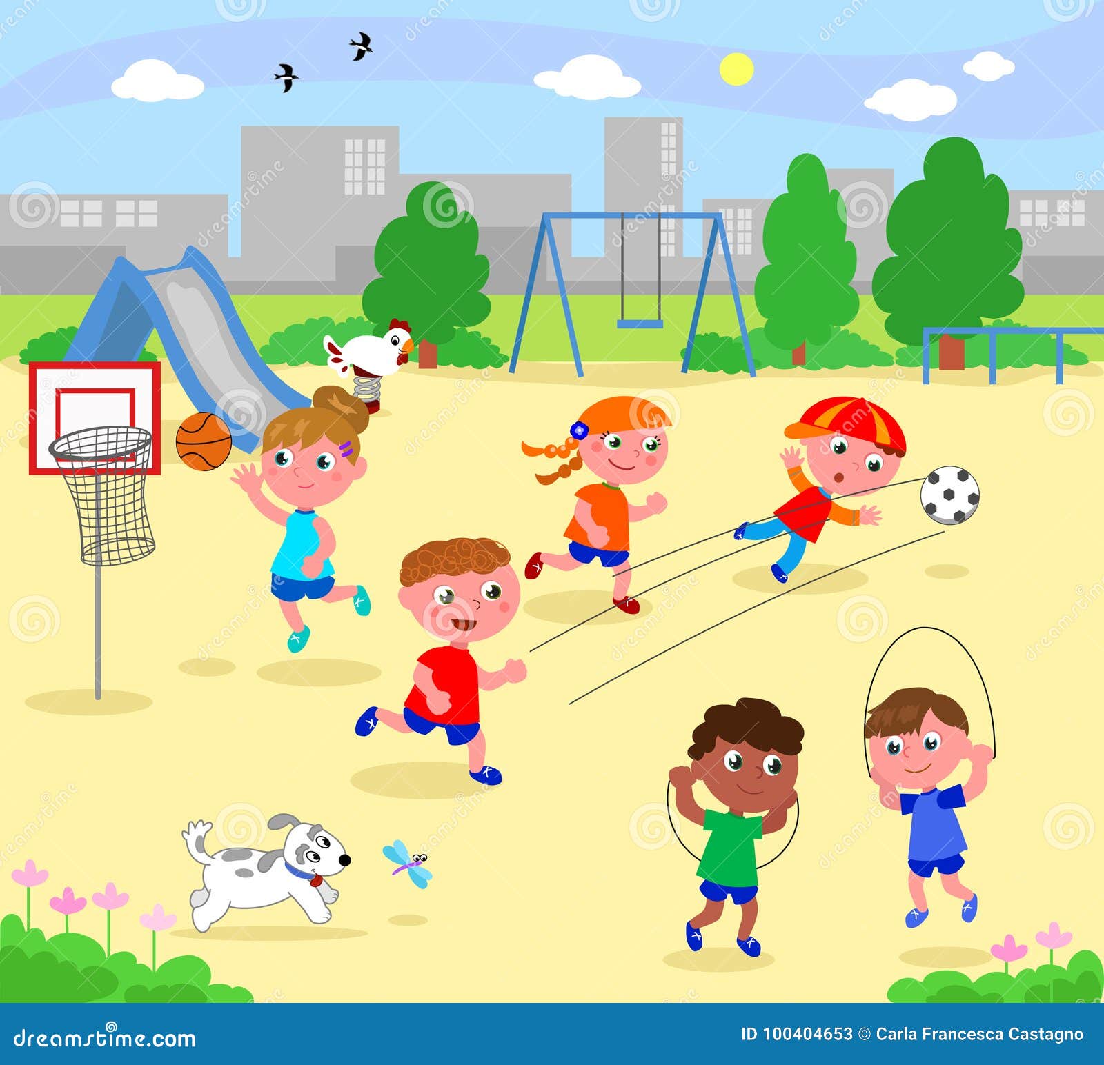 Cartoon Kids Playing Sports