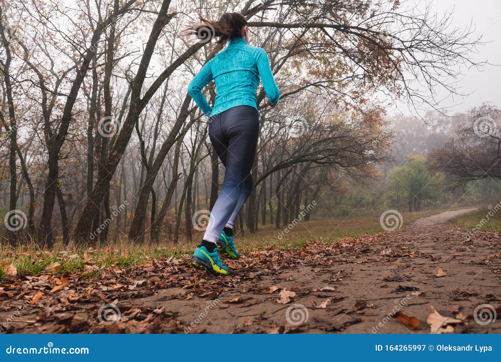 Sportive Woman Run in Park from Back Stock Image - Image of active ...