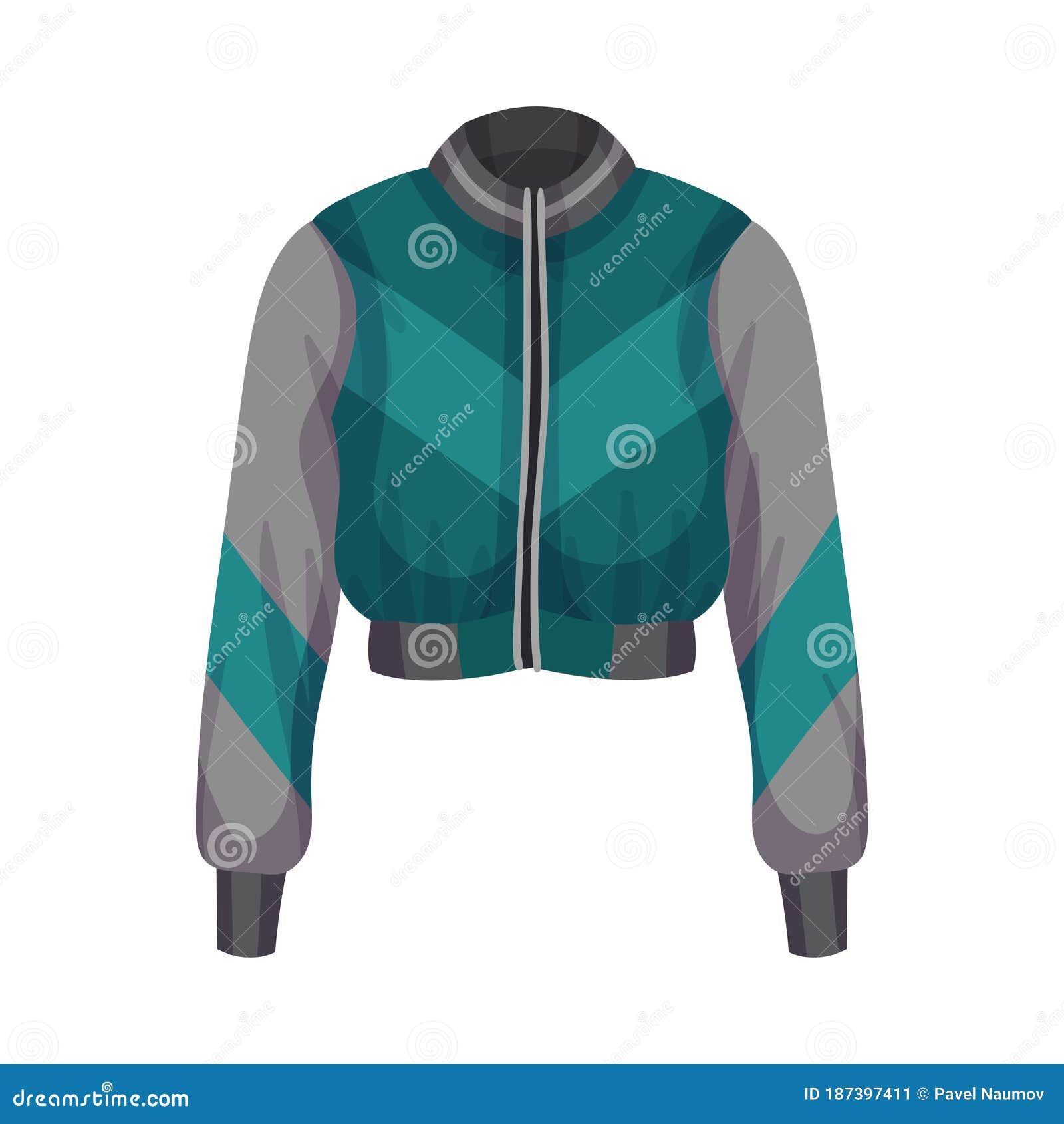 Sportive Zippered Track Jacket with Long Sleeves Vector Illustration ...